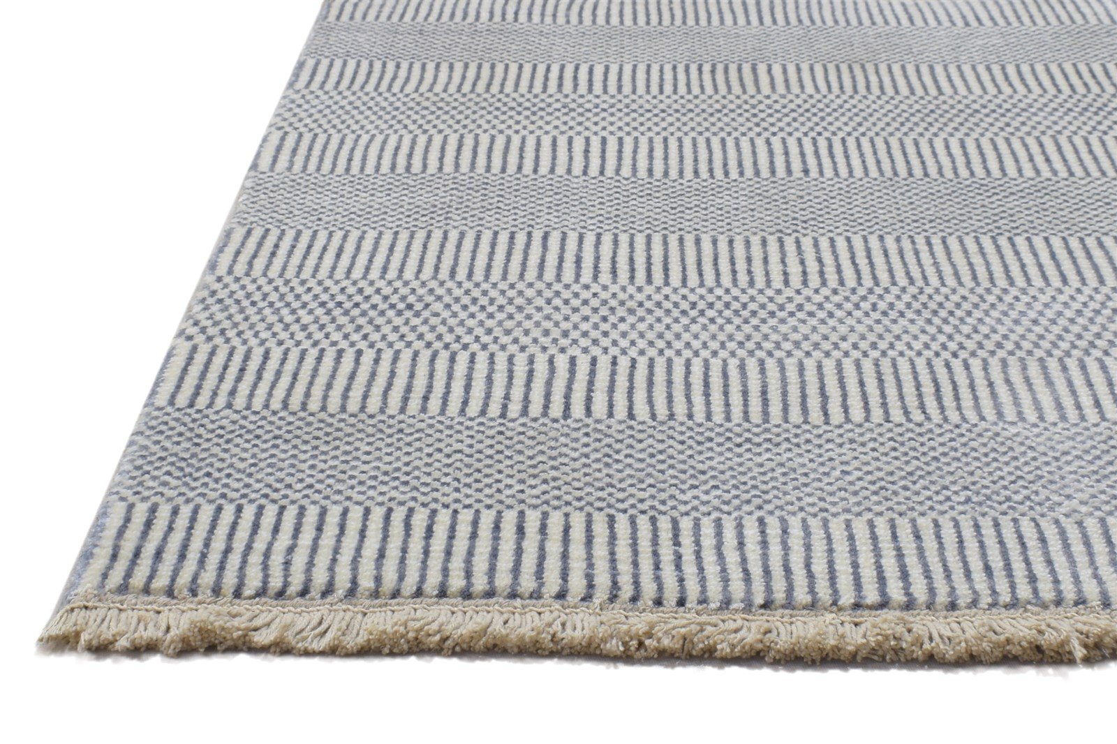 Cream Wool / Silk Rug 2X3 Modern Hand Knotted Scandinavian Grass Trellis Small   7864196169877