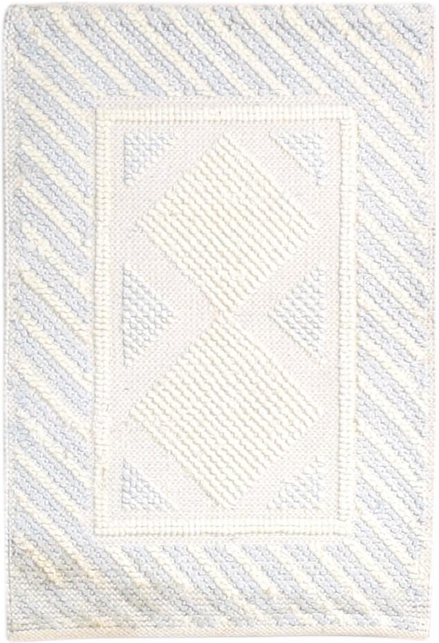 Cream Wool / Silk Rug 2X3 Modern Hand Woven Scandinavian Bordered Small Carpet   7865141723285