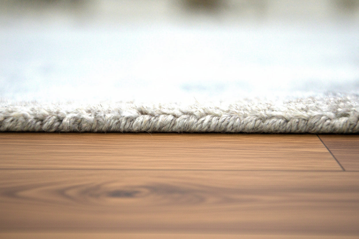 Daman Handmade Abstract Loom Knotted Hand Woven Silk Like Wool Viscose Beige Blue Rug   9016273862805