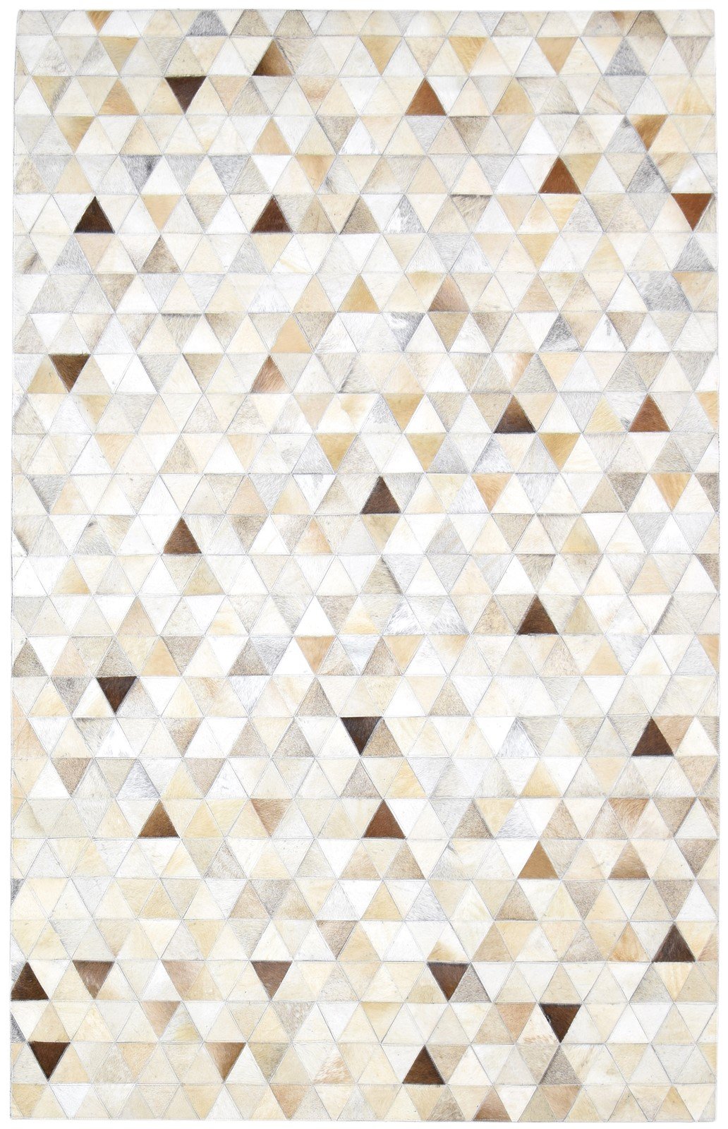 Leather / Cotton Beige Rug 5X8 Modern Hand Woven Triangles Room Size
