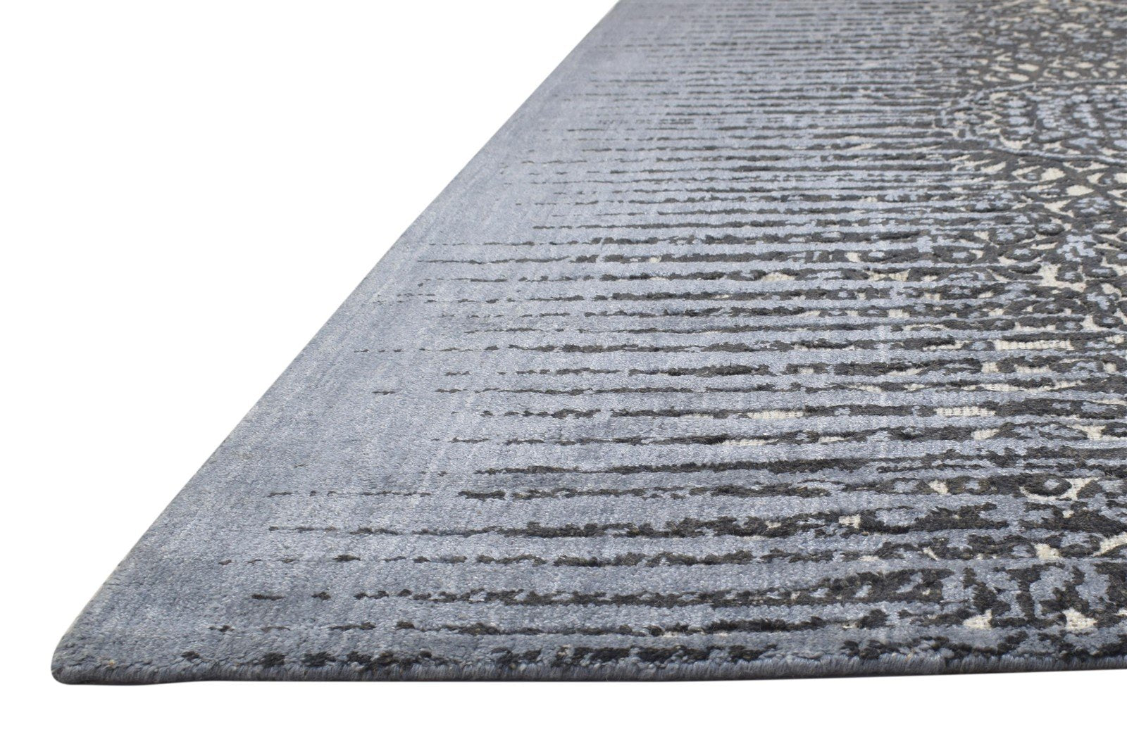Dark Grey Silk Rug 5' X 8' Persian Jacquard Loom Nain Abstract Room Size Carpet   7864240275605