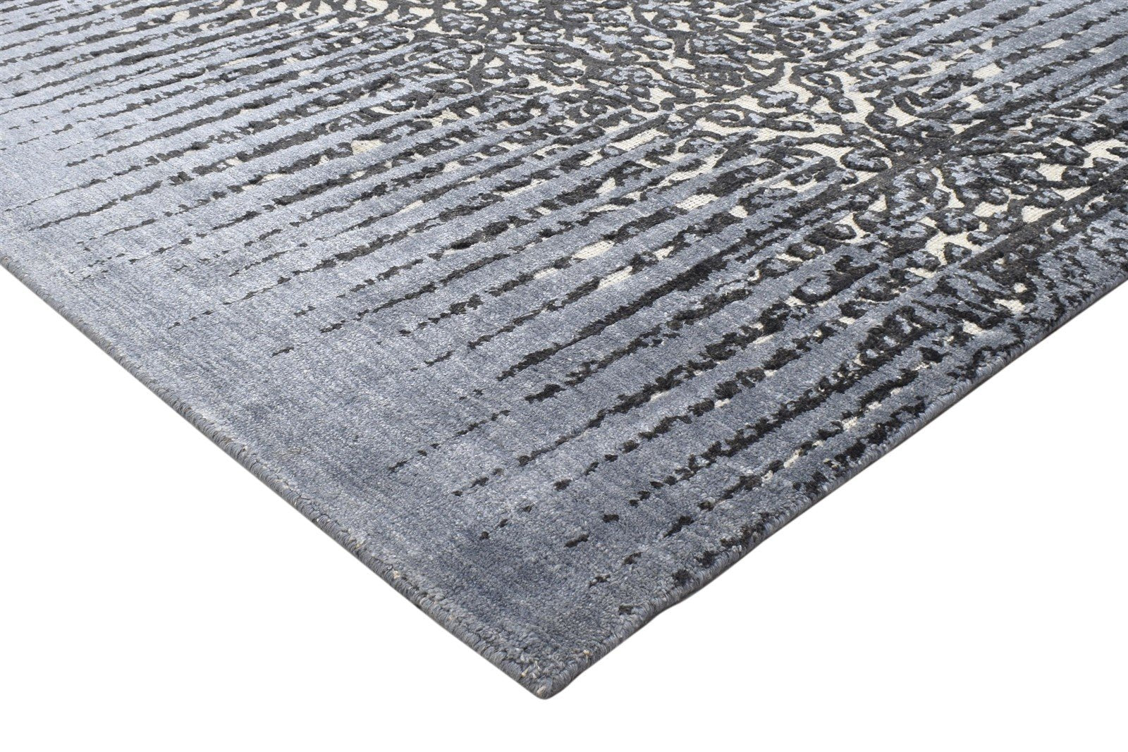 Dark Grey Silk Rug 5' X 8' Persian Jacquard Loom Nain Abstract Room Size Carpet   7864240275605