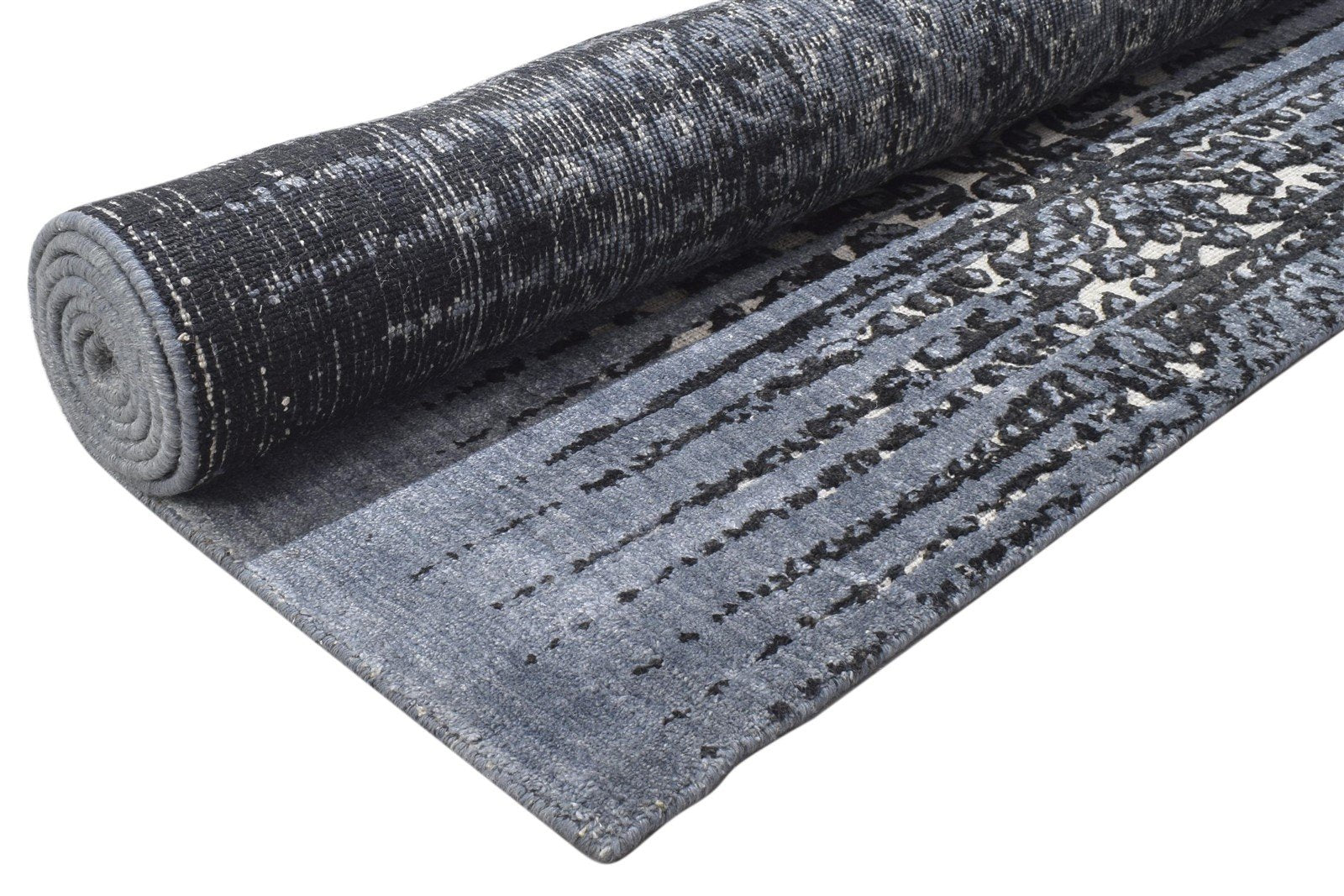 Dark Grey Silk Rug 5' X 8' Persian Jacquard Loom Nain Abstract Room Size Carpet   7864240275605