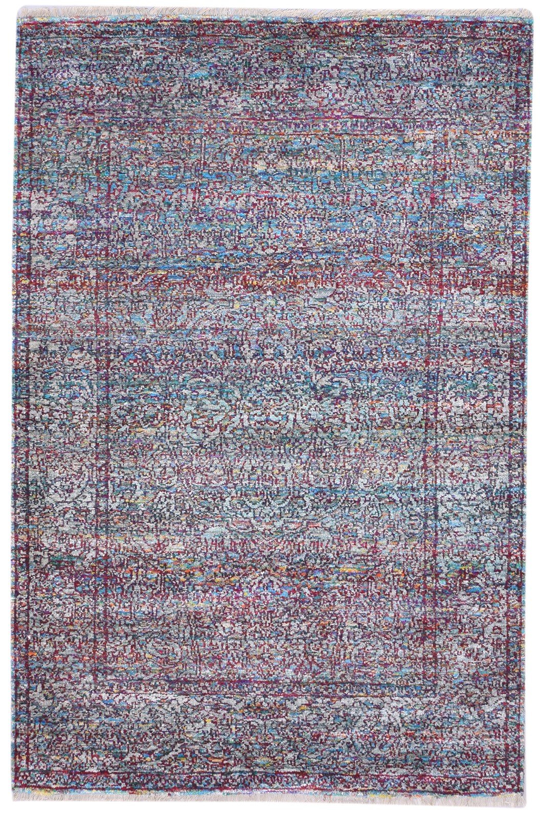 Dark Grey Silk Rug 6X8 Persian Hand Knotted Bohemian Oriental Room Size Carpet   7864099307669