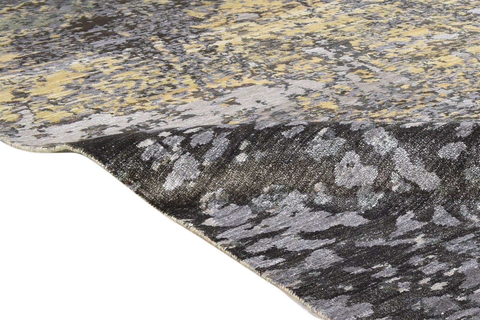 Dark Grey Silk Rug 8' X 10' Modern Hand Knotted Indian Abstract Large Carpet   7864320229525