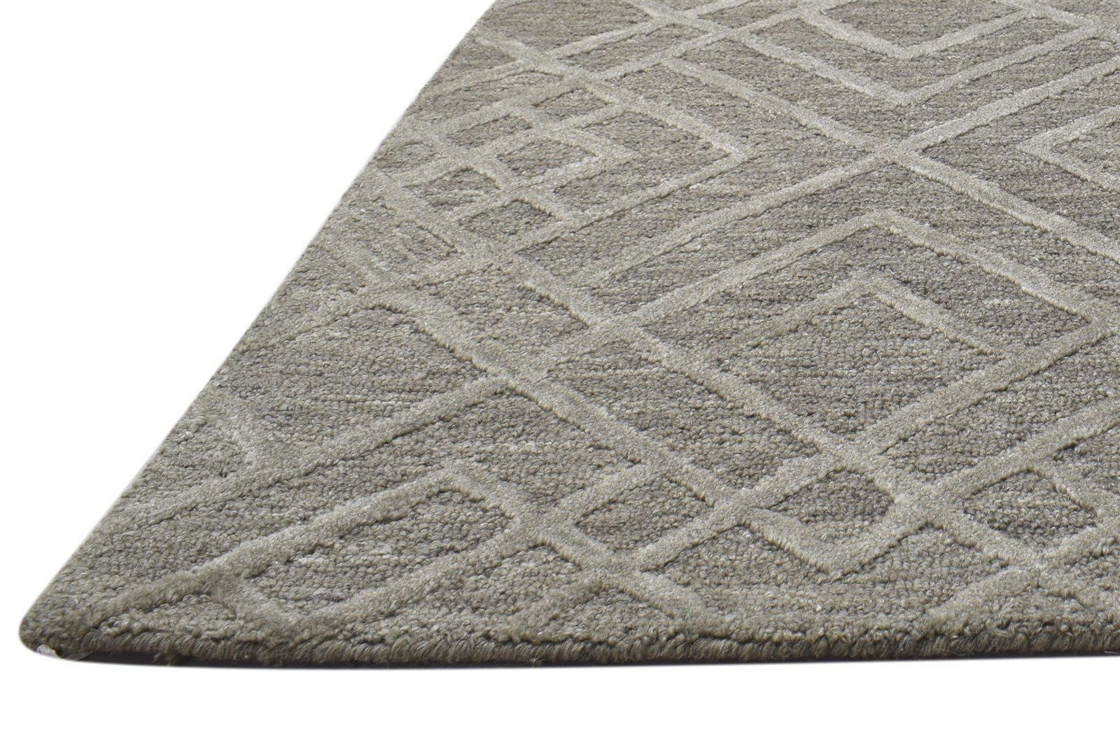 Dark Grey Wool Rug 2' X 3' Modern Hand Tufted Moroccan Geometric Small Carpet   7864141086869