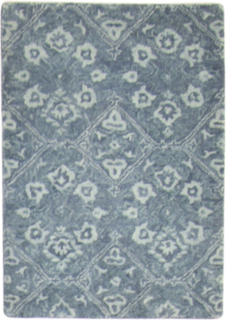 Dark Grey Wool Rug 2' X 3' Modern Hand Tufted Moroccan Trellis Small Carpet   7864140038293