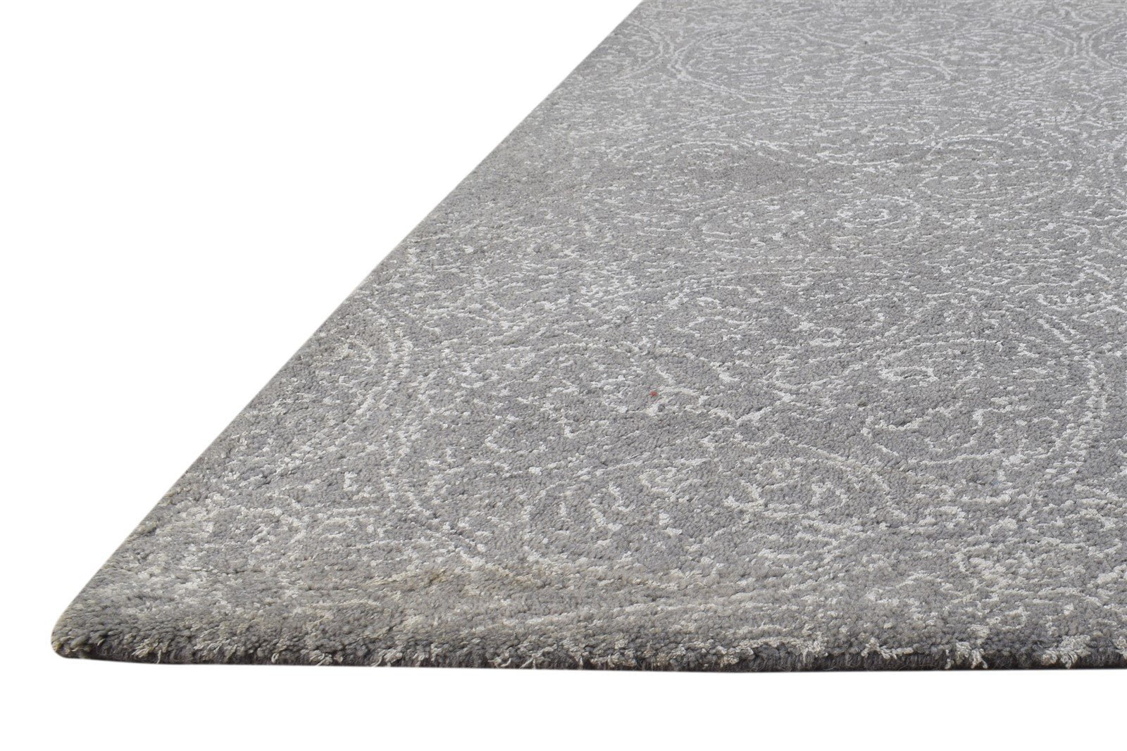 Dark Grey Wool Rug 7' X 10' Modern Hand Tufted Scandinavian Floral Large Carpet   7864813846677