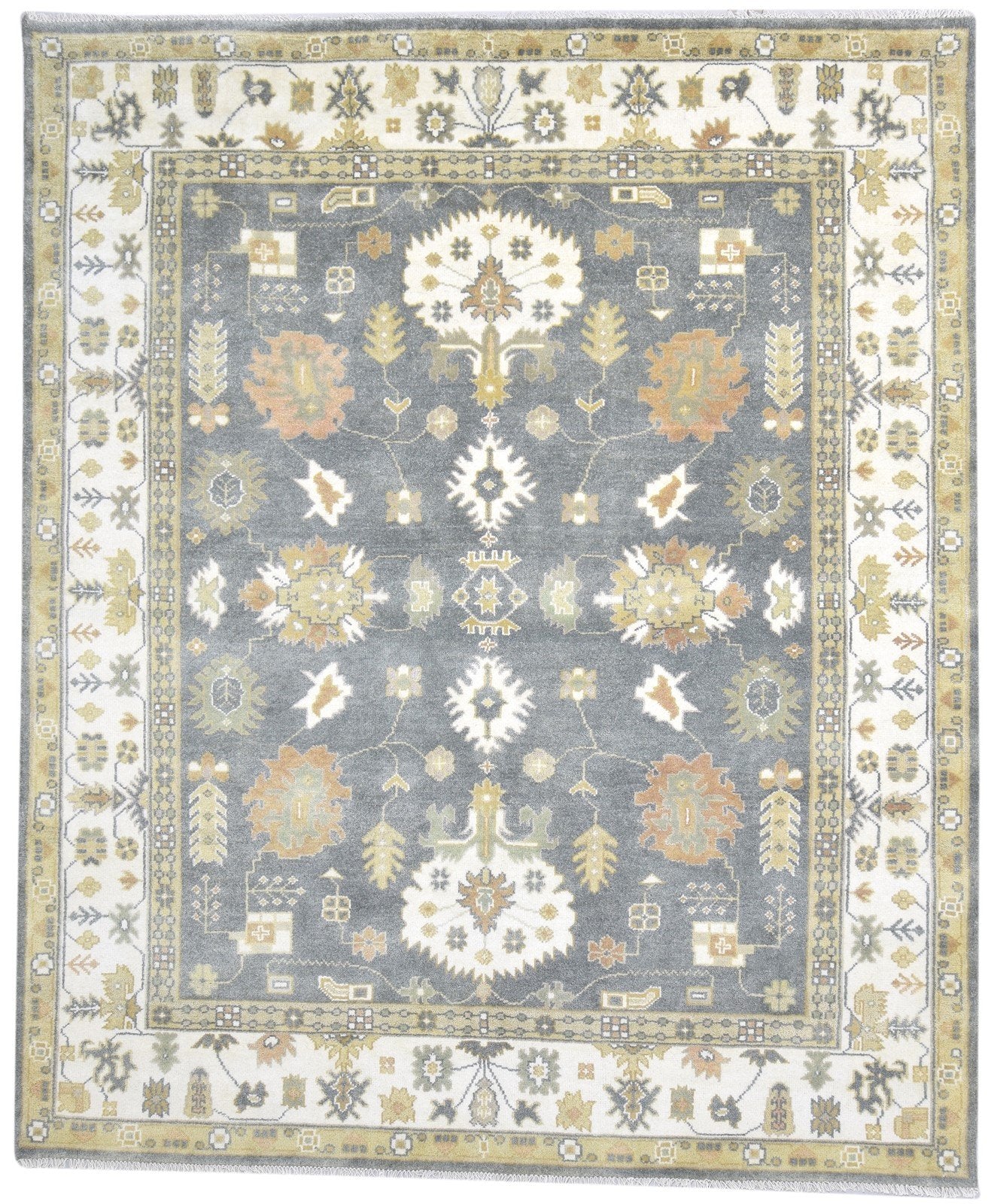 Dark Grey Wool Rug 8' X 10' Persien Hand Knotted Oushak Oriental Large Carpet   7864327635093