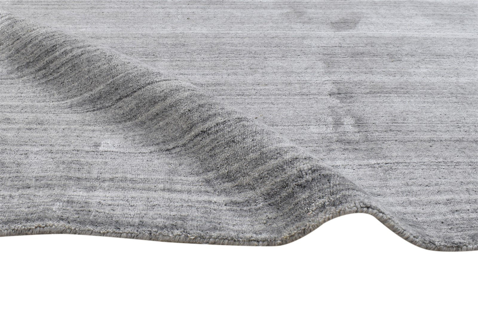 Dark Grey Wool / Silk Rug 5' X 6' Modern Handloom Indian Solid Room Size Carpet   7864513101973