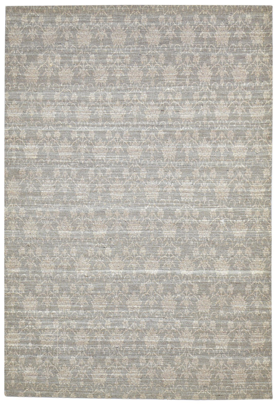 Dark Grey Wool / Silk Rug 5X7 Modern Jacquard Loom French Floral Room Size   7864177623189
