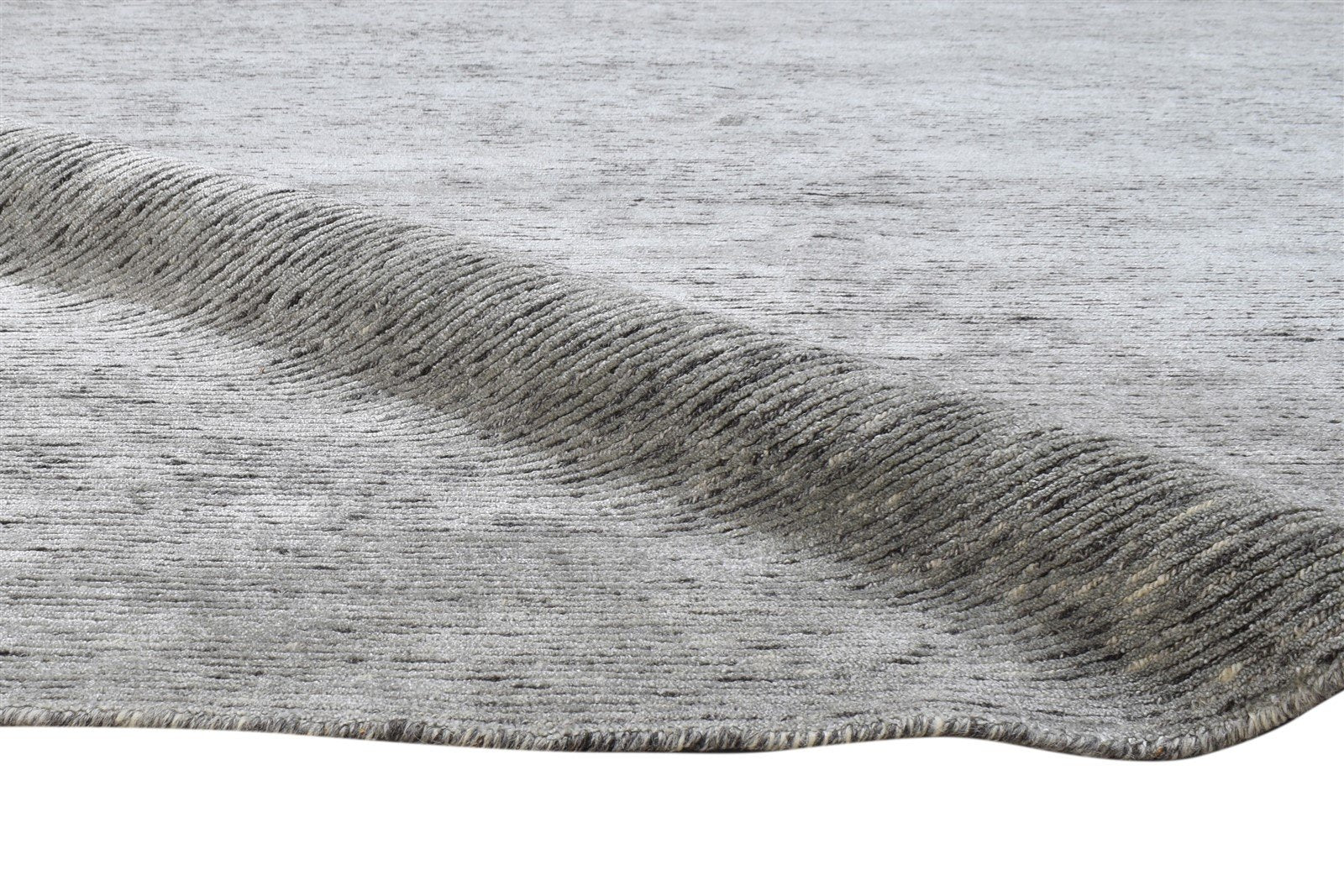 Dark Grey Wool / Silk Rug 6X9 Modern Hand Knotted Scandinavian Solid Room Size   7864172347541