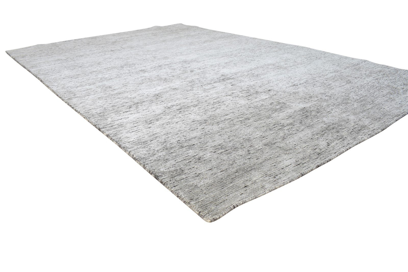 Dark Grey Wool / Silk Rug 6X9 Modern Hand Knotted Scandinavian Solid Room Size   7864172347541