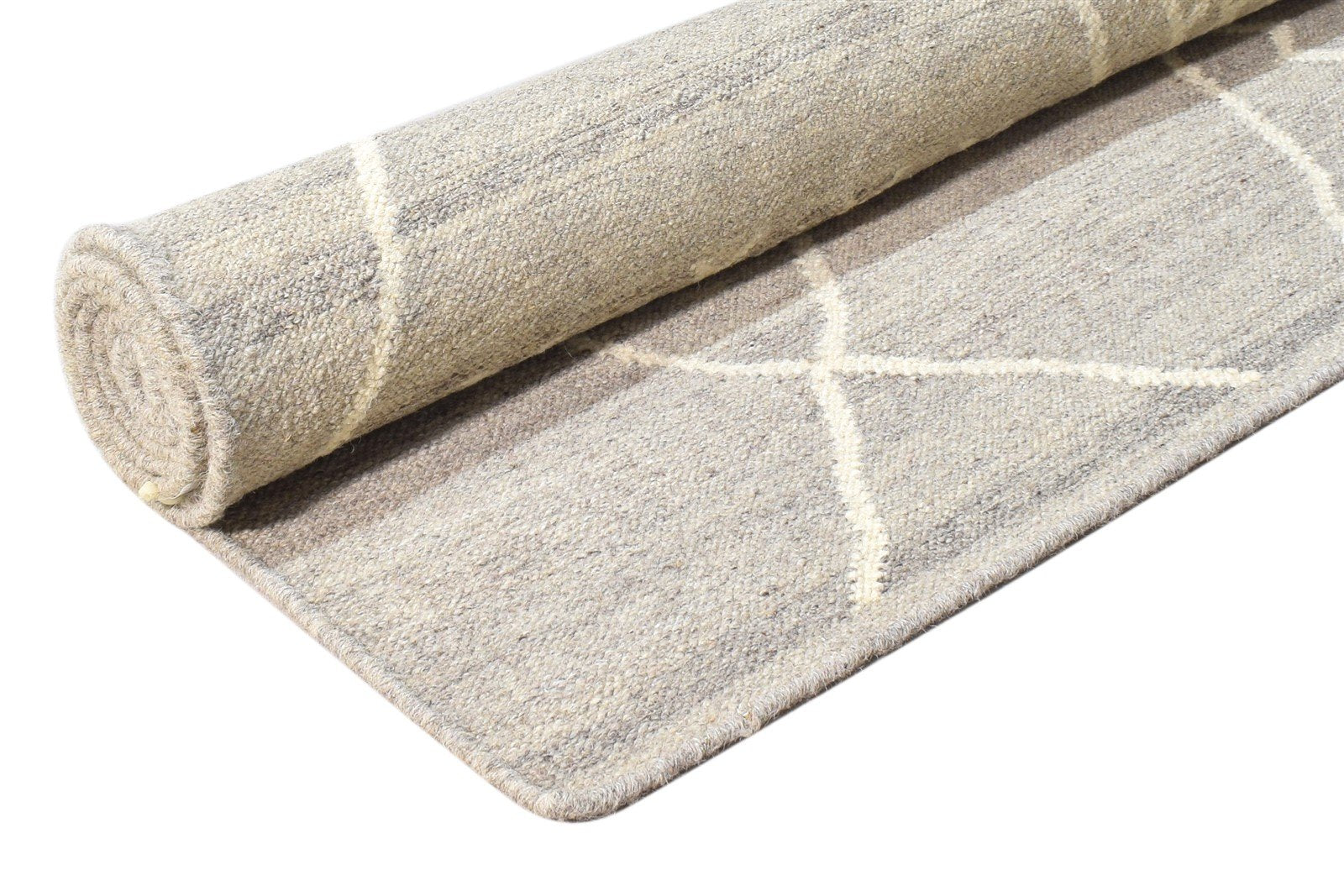 Debera Wool Grey Rug 6' X 8' Modern Dhurrie Moroccan Abstract   7865019105429