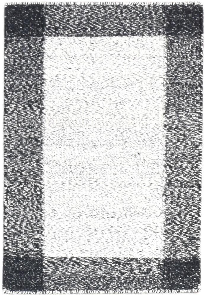 Deborah Black Wool Rug 2' X 3' Modern Dhurrie Scandinavian Bordered   7865138086037