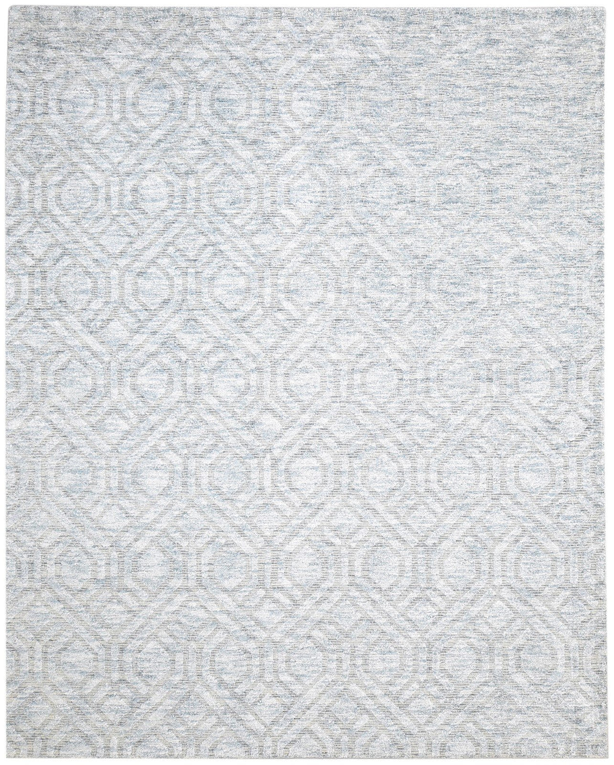 Grey Rayon From Bamboo Rug 8X10 Modern Hand Woven Scandinavian Trellis