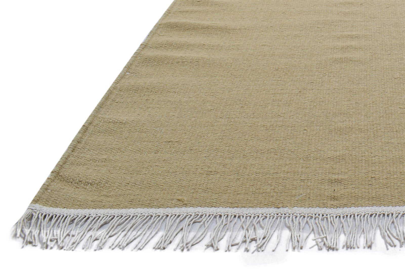 Dhurrie Beige Wool Rug 4' X 6' Modern Scandinavian Solid Room Size Carpet   7860703101077