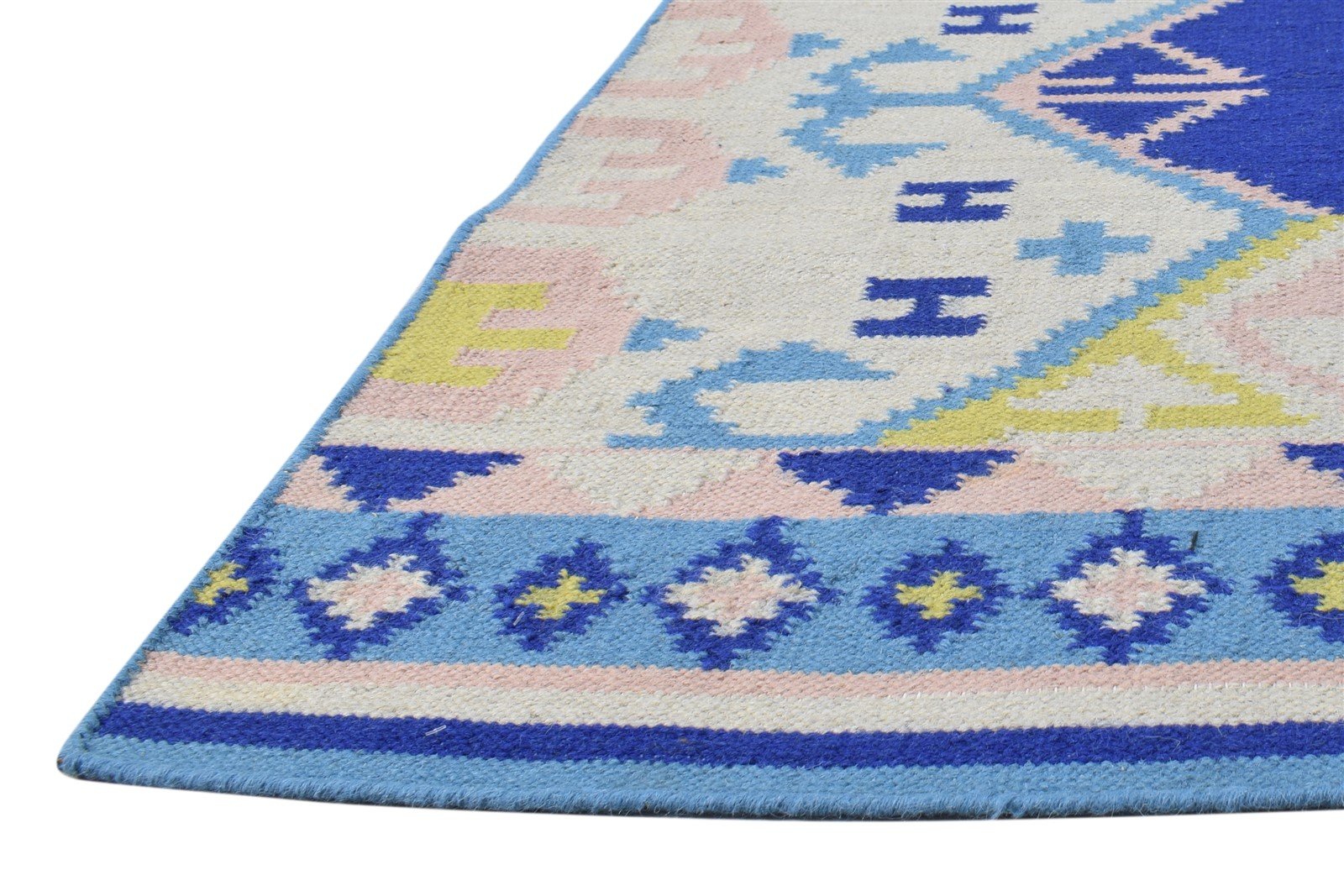 Dhurrie Beige Wool Rug 4' X 6' Southwestern American Tribal Room Size Carpet   7865002393749