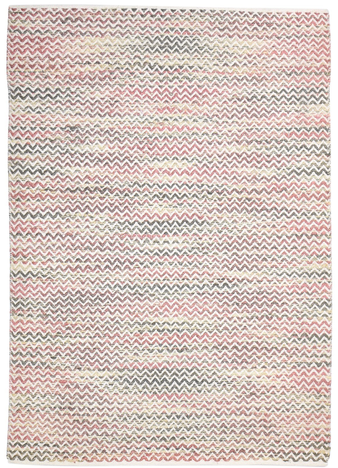 Dhurrie Beige Wool Rug 5' X 7' Modern Scandinavian Chevron Room Size Carpet   7865073696917