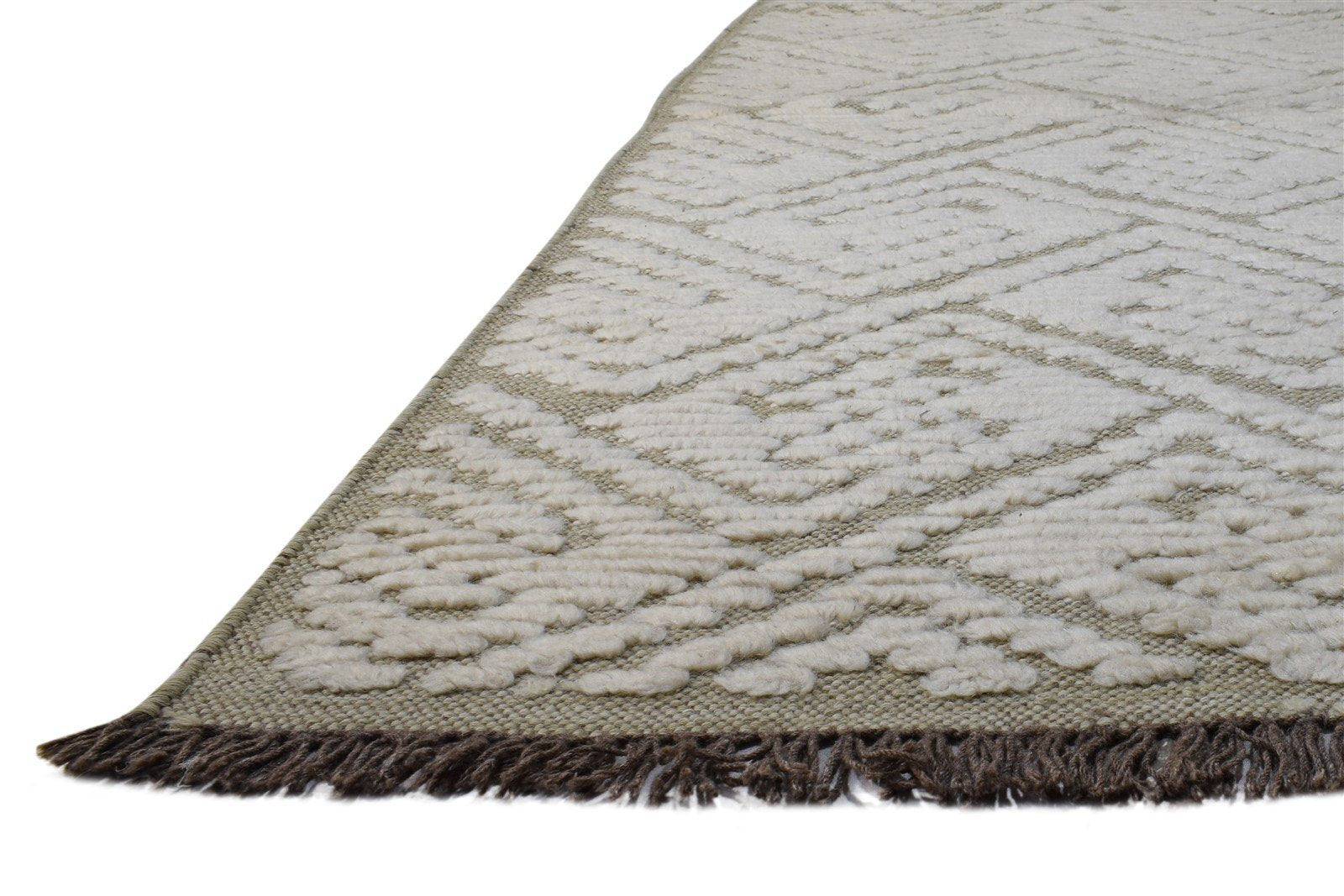 Dhurrie Beige Wool Rug 5' X 8' Modern Moroccan Geometric Room Size Carpet   7865193463957