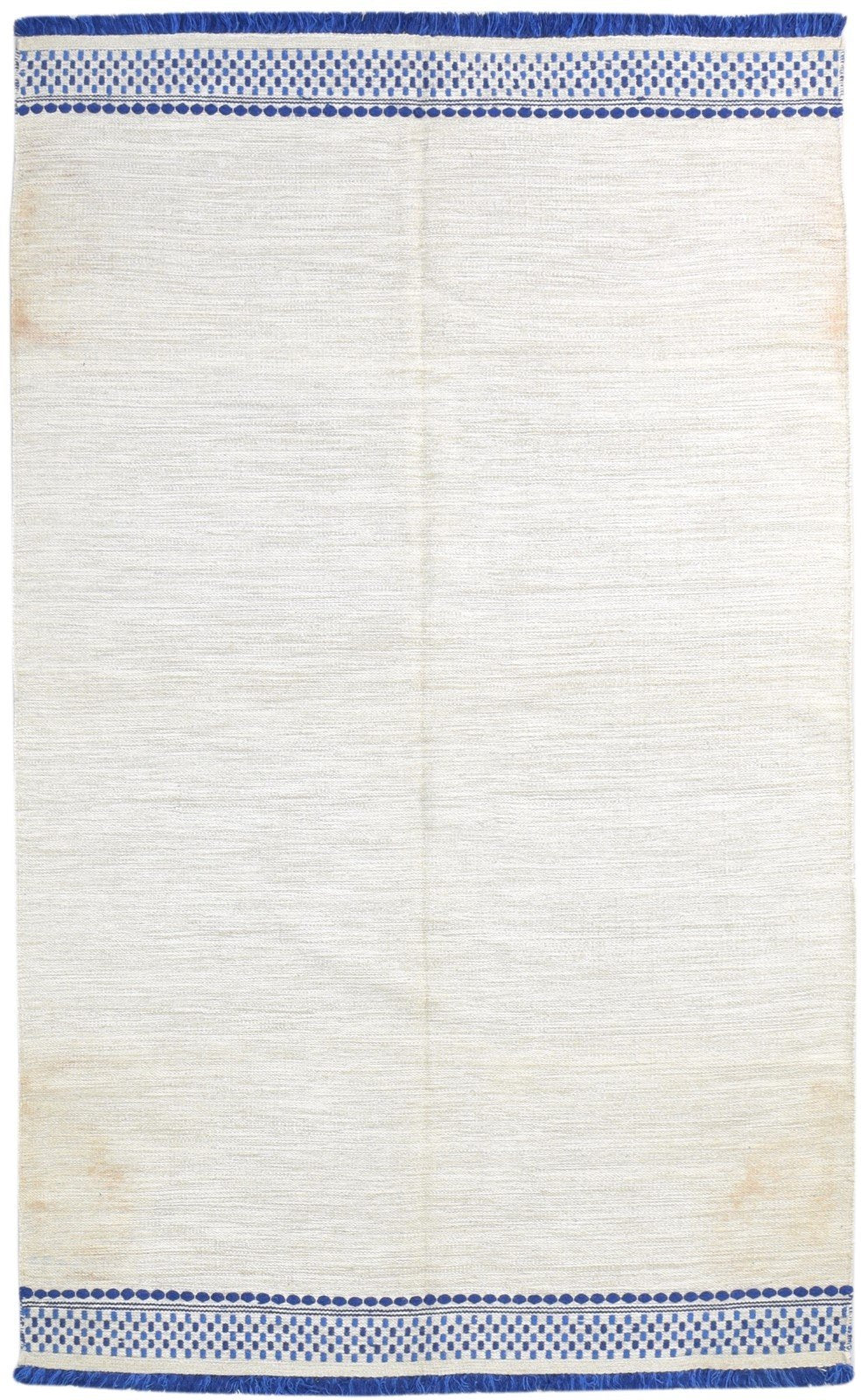 Dhurrie Beige Wool Rug 5' X 8' Modern Scandinavian Solid Room Size Carpet   7865192415381