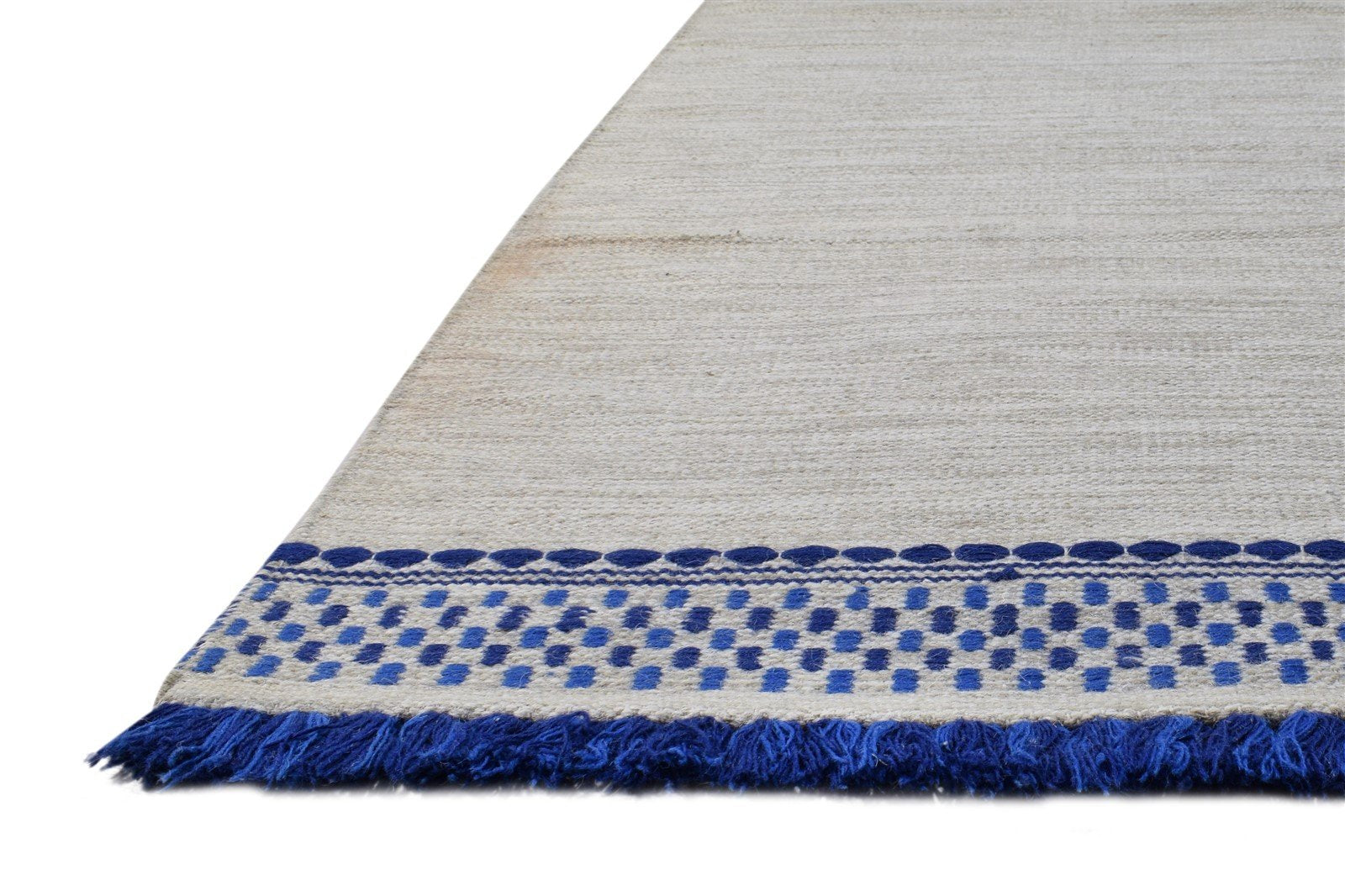 Dhurrie Beige Wool Rug 5' X 8' Modern Scandinavian Solid Room Size Carpet   7865192415381