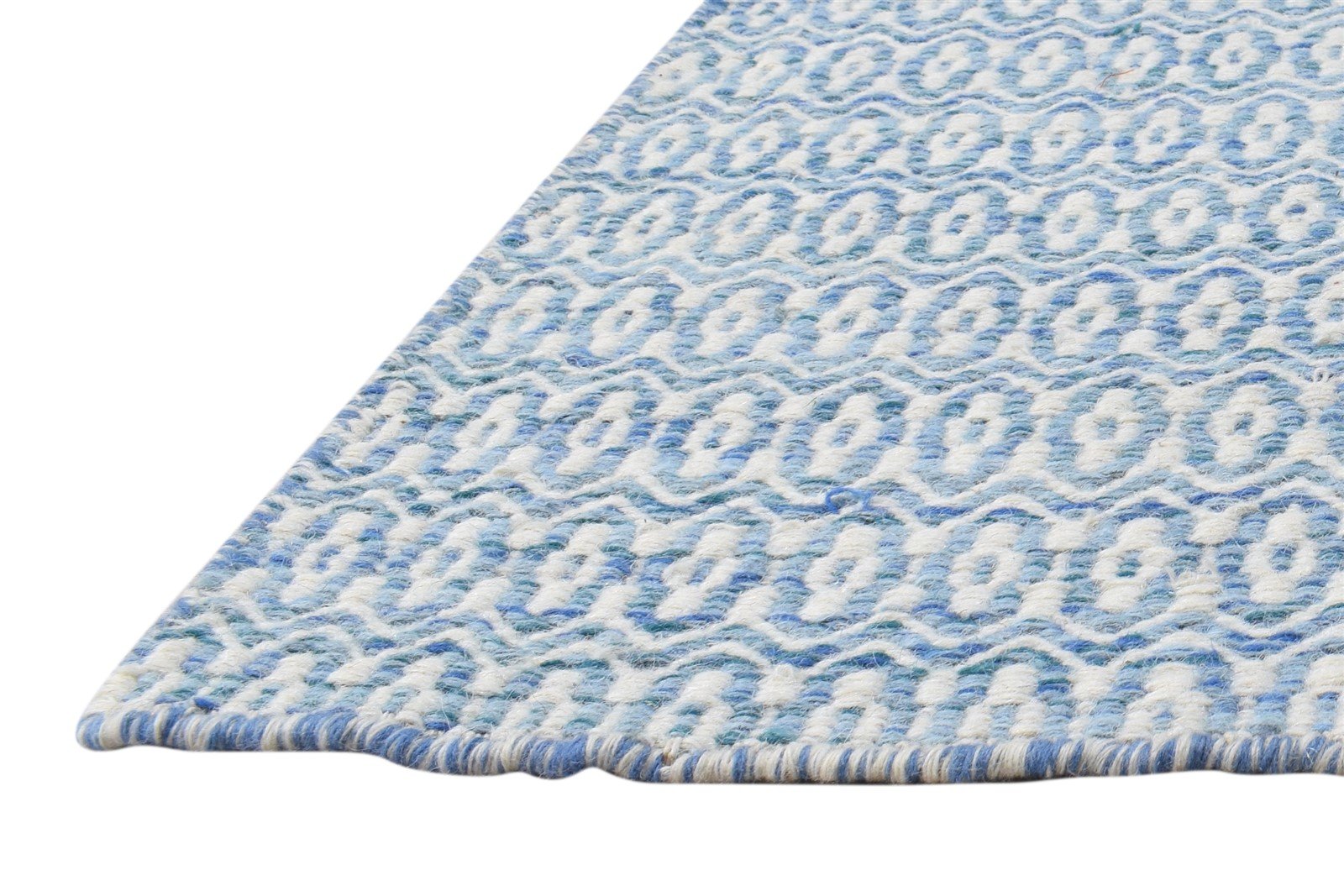 Dhurrie Blue Wool Rug 2' X 3' Modern Scandinavian Nordic Small Carpet   7865012650133