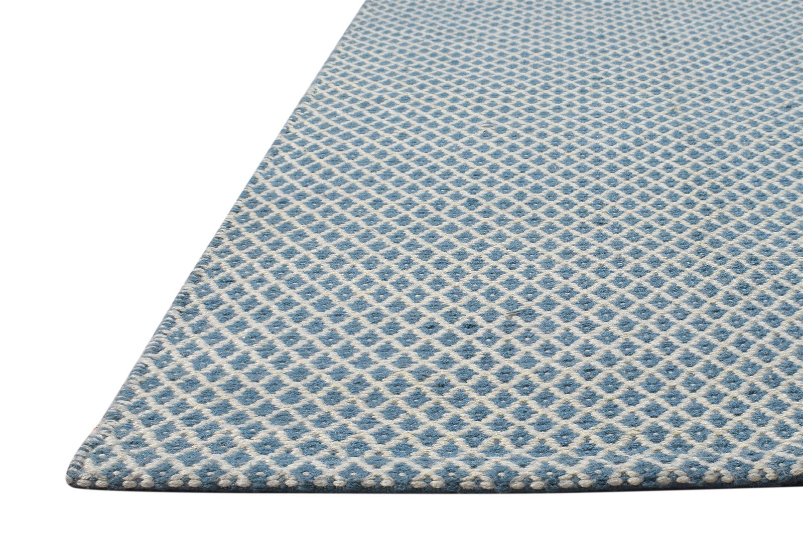Dhurrie Blue Wool Rug 3' X 5' Modern Scandinavian Nordic Small Carpet   7864671273109