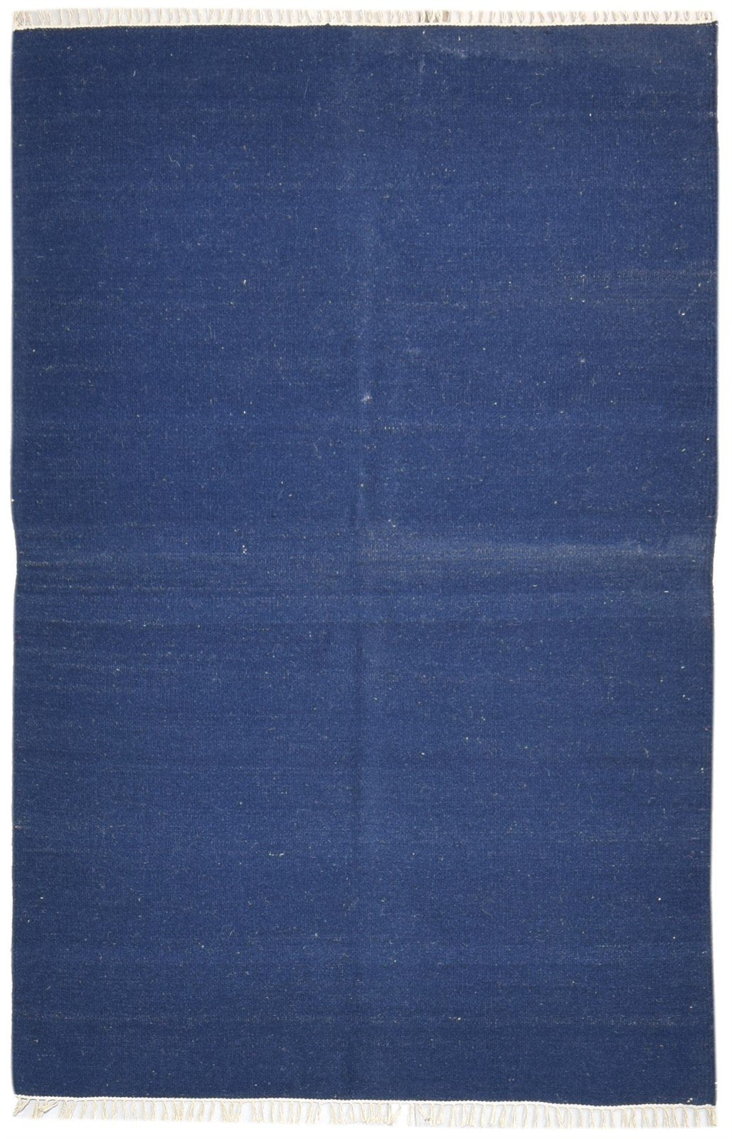 Vivian Dhurrie Blue Wool Rug 4' X 6' Modern Scandinavian Solid   7864674451605