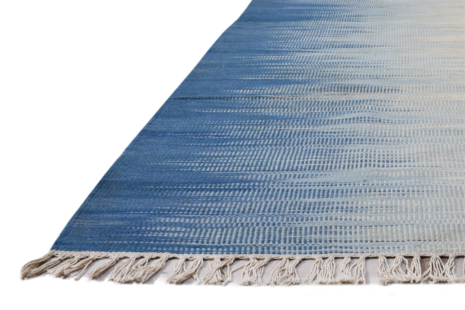 Dhurrie Blue Wool Rug 5' X 7' Modern Scandinavian Abstract Room Size Carpet   7865193005205