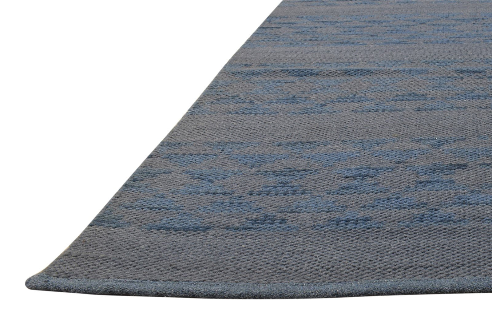 Dhurrie Blue Wool Rug 5' X 8' Modern Scandinavian Abstract Room Size Carpet   7865189367957