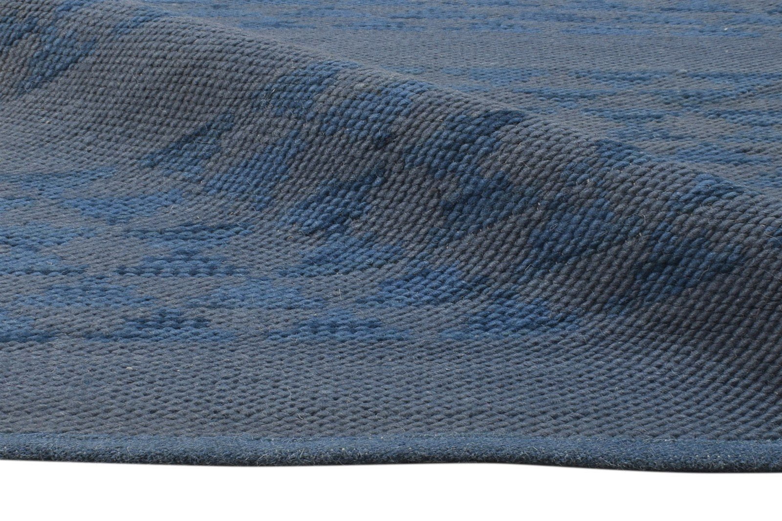 Dhurrie Blue Wool Rug 5' X 8' Modern Scandinavian Abstract Room Size Carpet   7865189367957