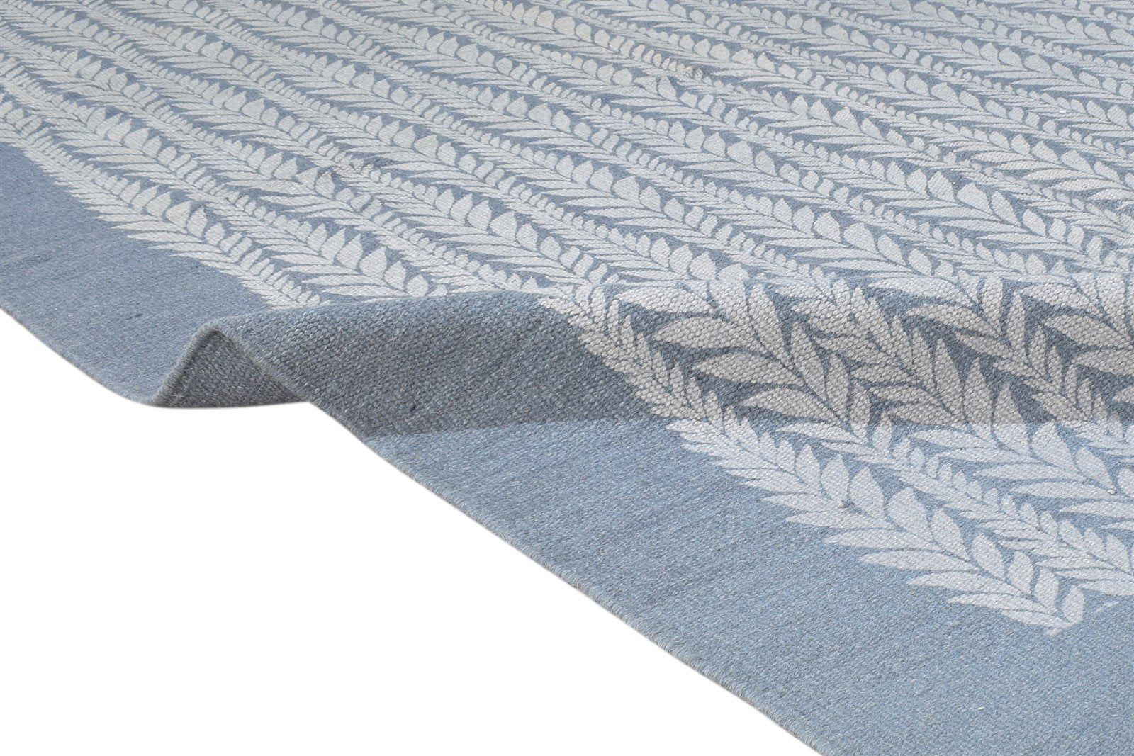 Dhurrie Blue Wool Rug 5' X 8' Modern Scandinavian Nordic Room Size Carpet   7865142870165