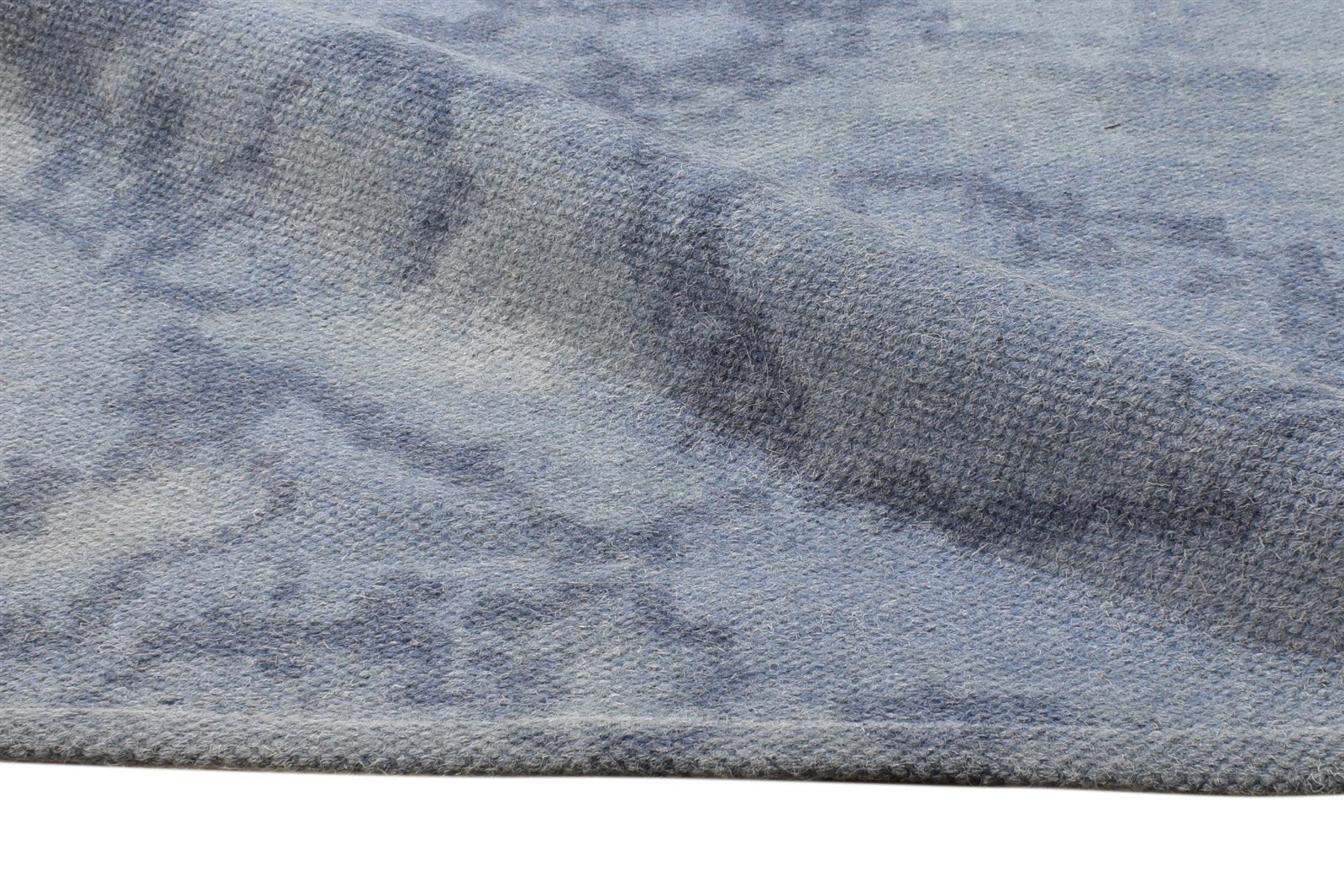 Dhurrie Blue Wool Rug 6' X 8' Modern American Abstract Room Size Carpet   7865189826709