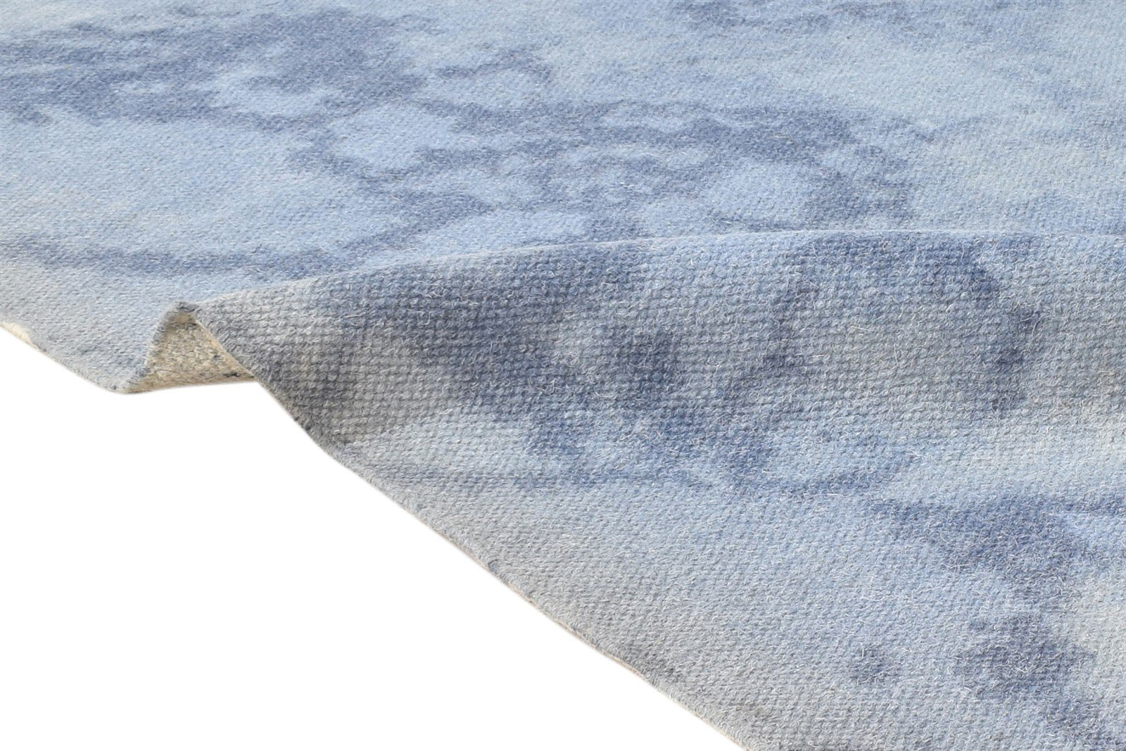 Dhurrie Blue Wool Rug 6' X 8' Modern American Abstract Room Size Carpet   7865189826709