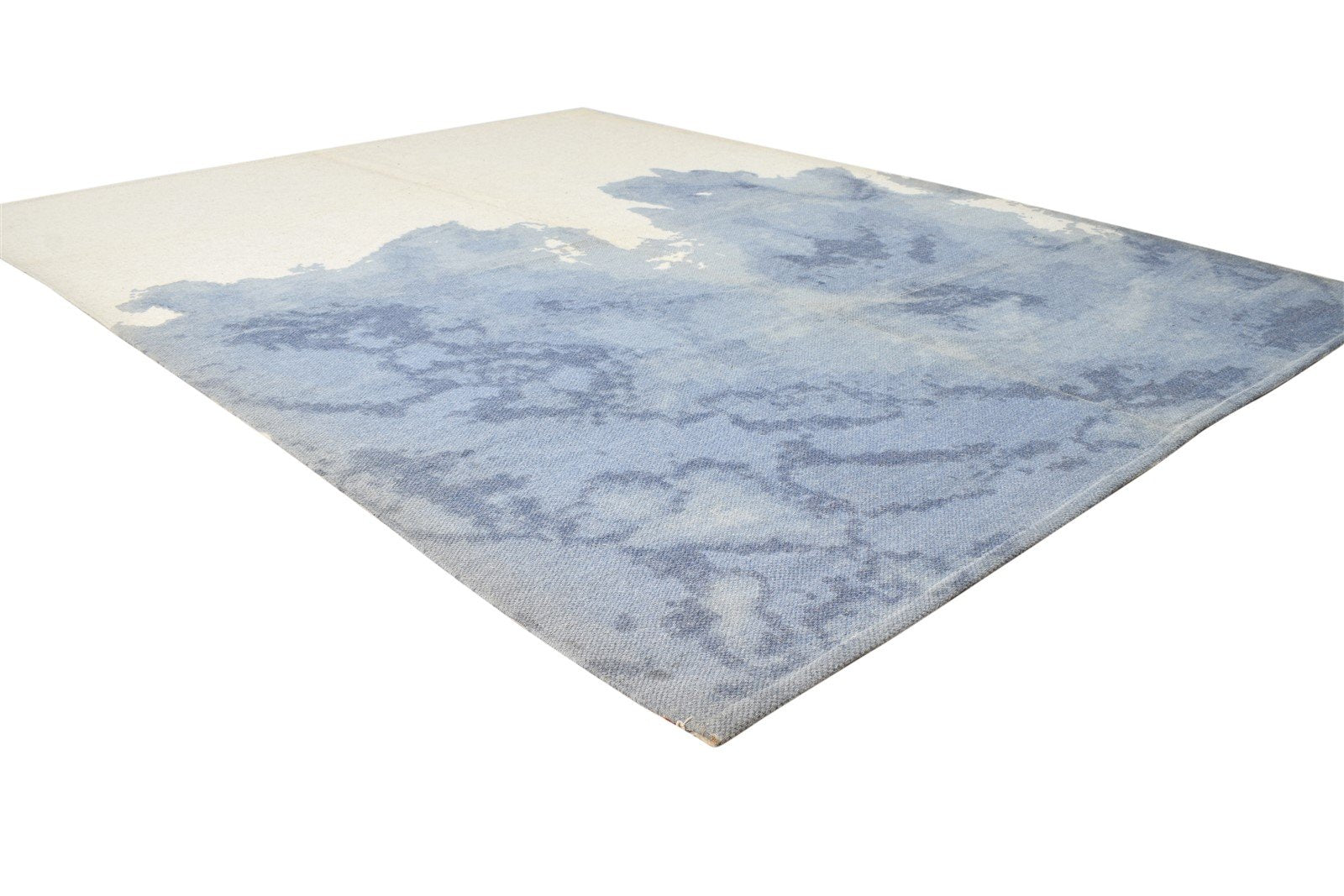 Dhurrie Blue Wool Rug 6' X 8' Modern American Abstract Room Size Carpet   7865189826709