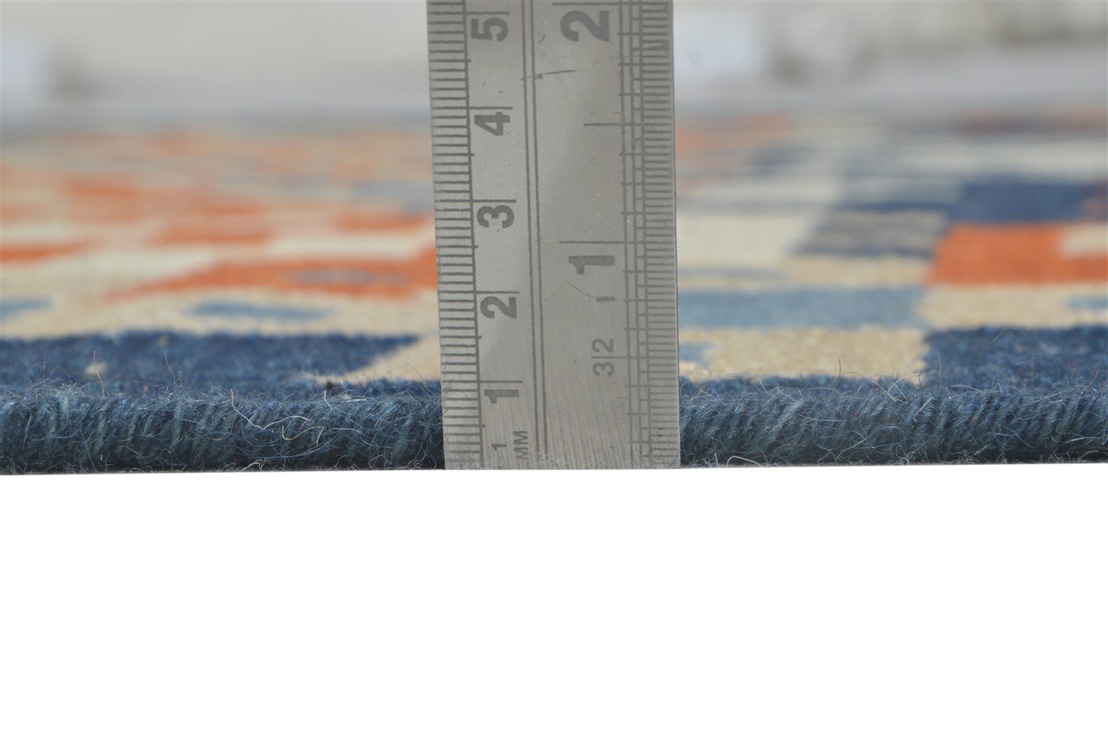Dhurrie Blue Wool Rug 6' X 8' Southwestern American Tribal Room Size Carpet   7865024053397