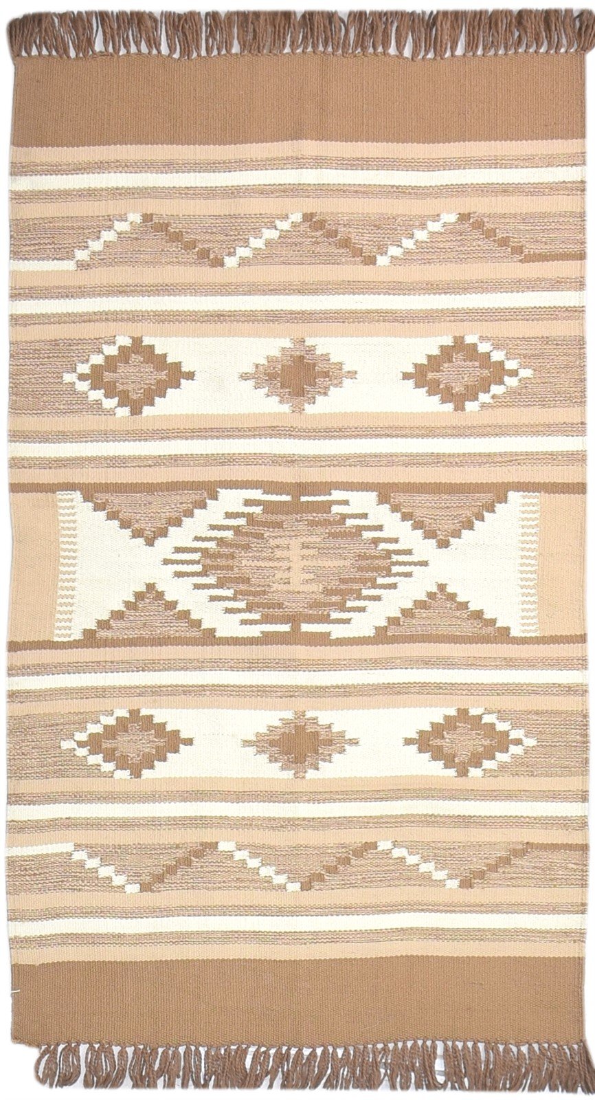 Dhurrie Brown Cotton Rug 3' X 5' Tribal American Southwestern Small Carpet   7864672387221