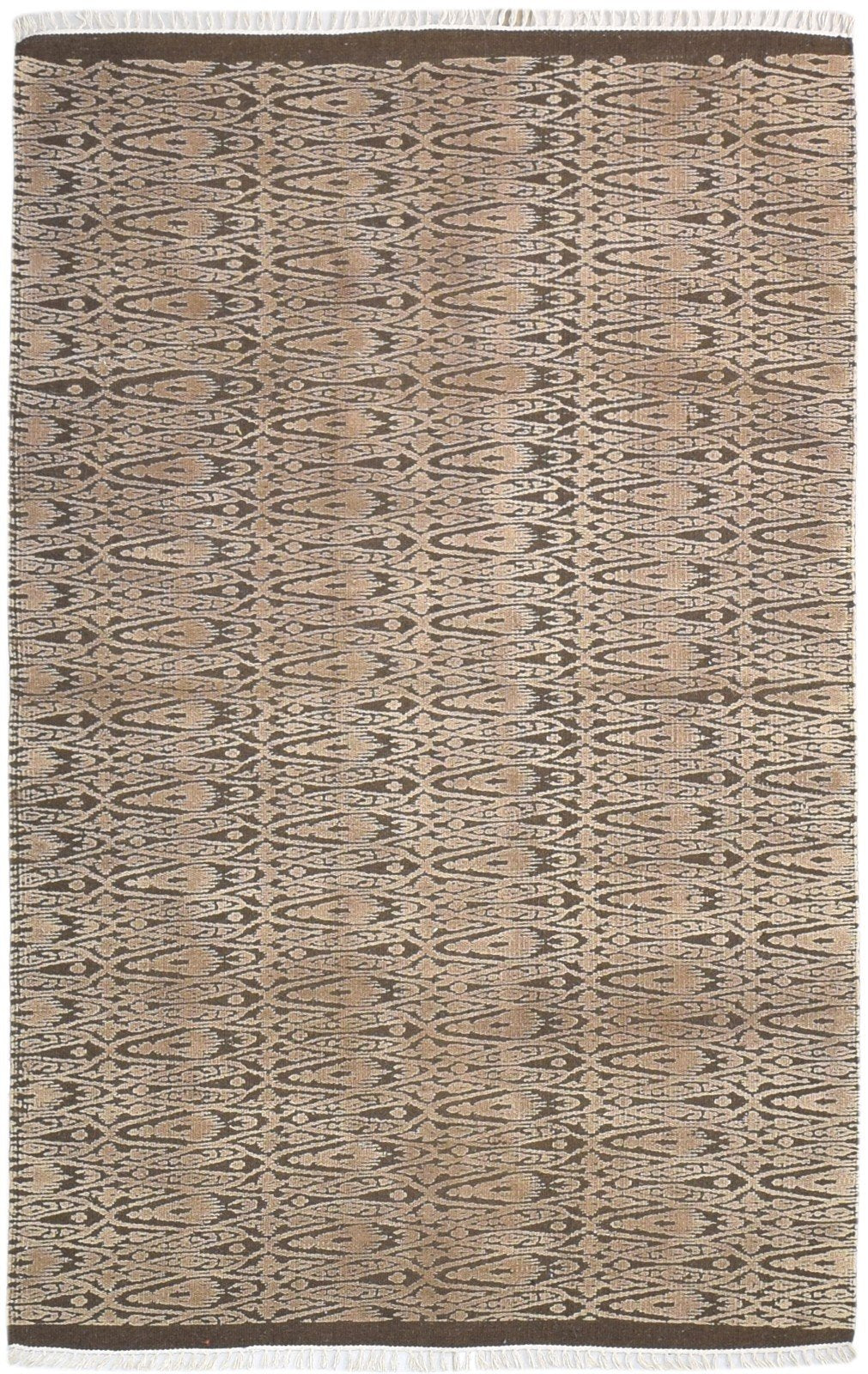 Dhurrie Brown Wool Rug 4' X 6' Modern Scandinavian Nordic Room Size Carpet   7864673108117