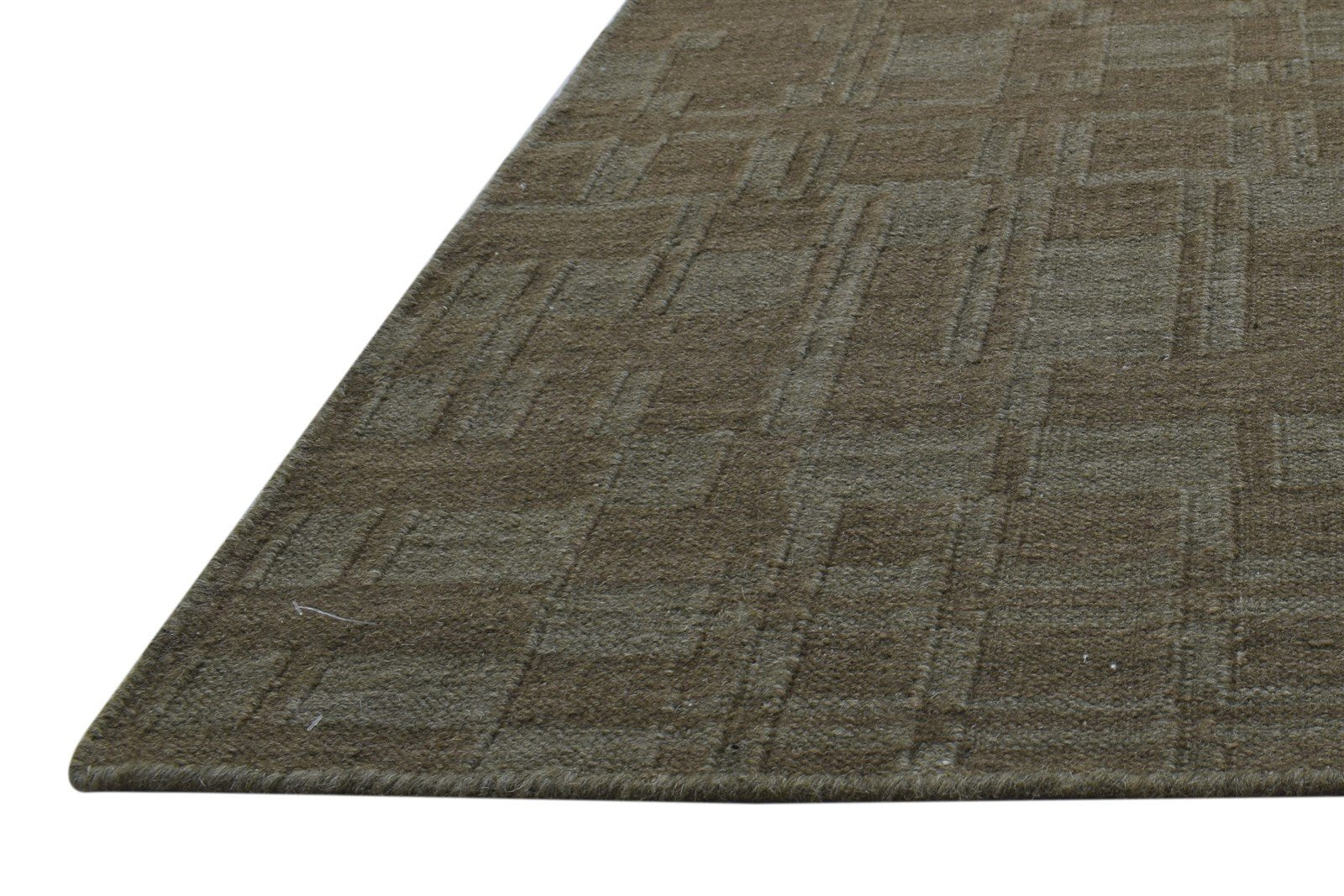 Dhurrie Brown Wool Rug 5' X 8' Modern Scandinavian Abstract Room Size Carpet   7865022349461