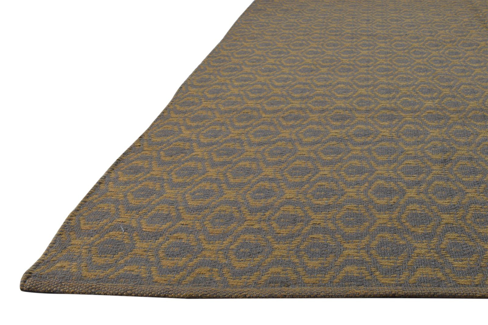 Dhurrie Brown Wool Rug 5' X 8' Modern Scandinavian Trellis Room Size Carpet   7865190449301