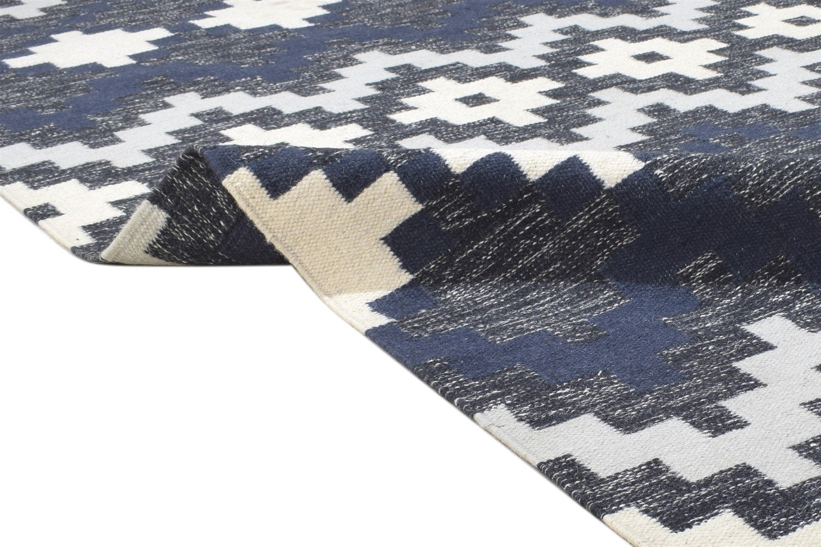 Dhurrie Charcoal Wool Rug 5' X 8' Modern Scandinavian Geometric Room Size Carpet   7864151605397