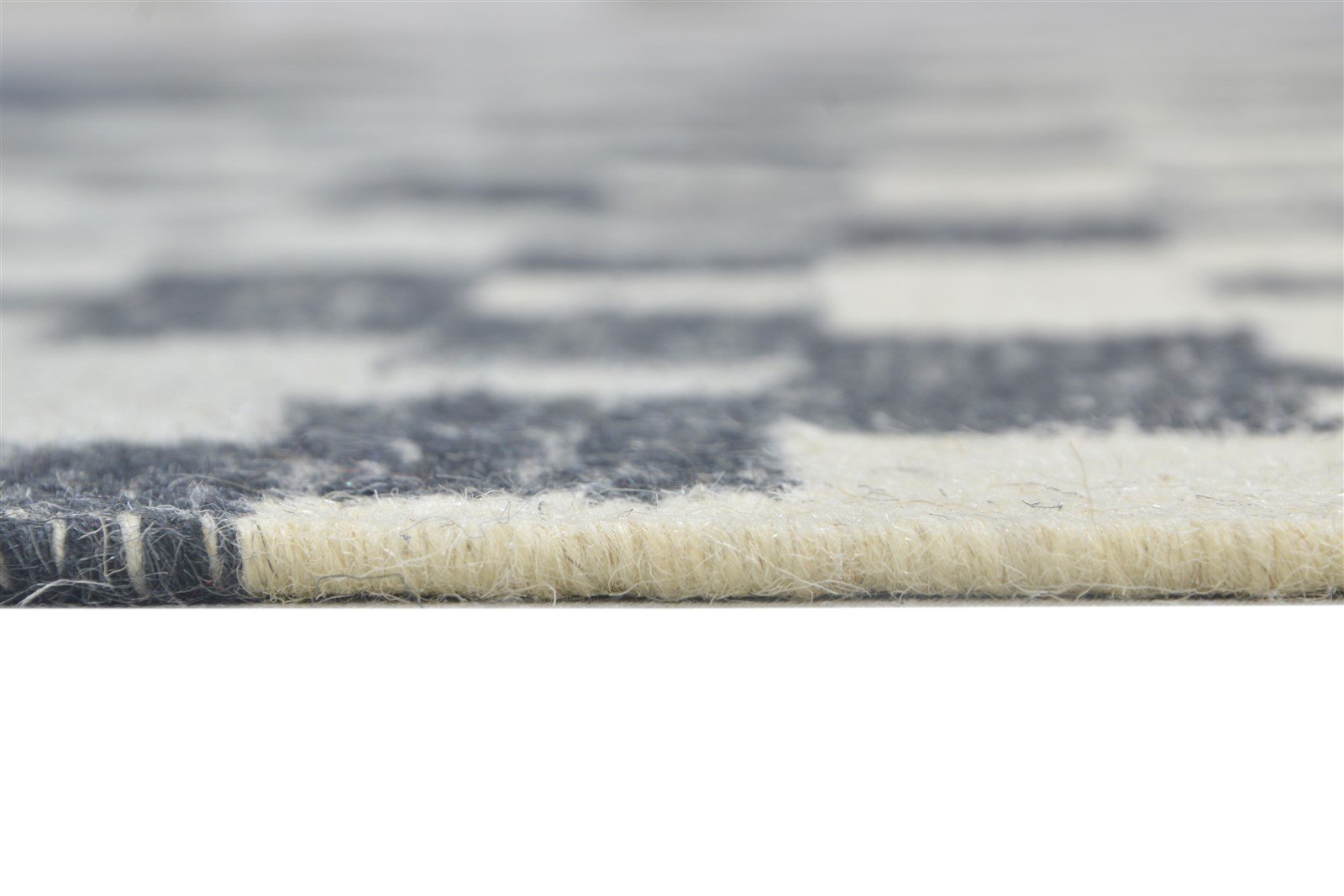 Dhurrie Charcoal Wool Rug 5' X 8' Modern Scandinavian Geometric Room Size Carpet   7864151605397
