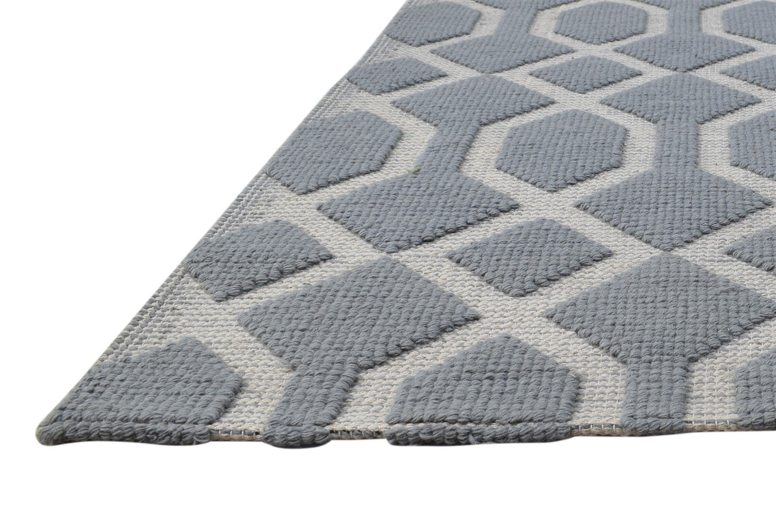 Dhurrie Dark Grey Wool Rug 5' X 7' Modern Moroccan Trellis Room Size Carpet   7864455659669