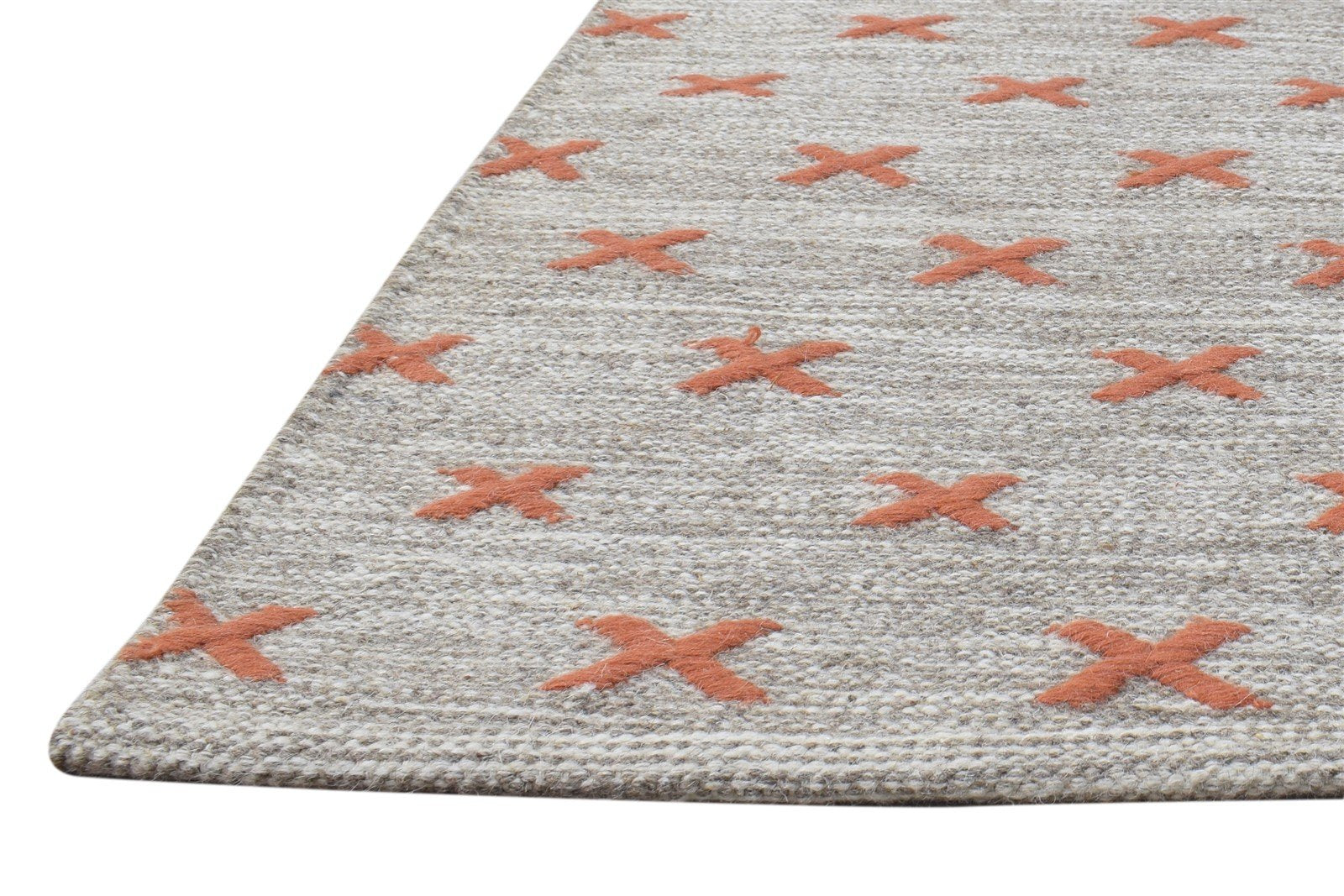 Dhurrie Grey Wool Rug 4' X 5' Modern French Abstract Room Size Carpet   7864989450389