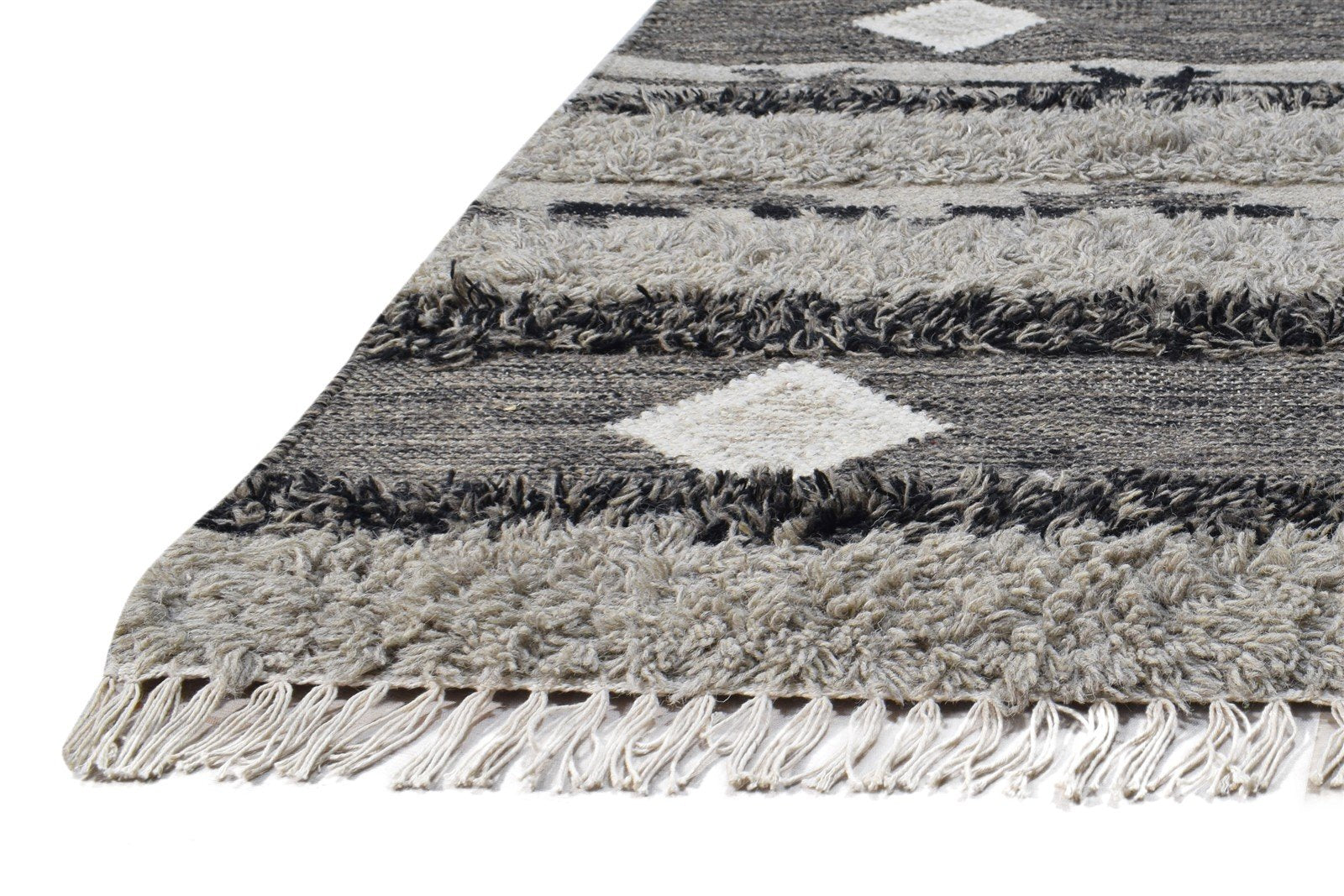 Dhurrie Grey Wool Rug 4' X 5' Southwestern American Tribal Room Size Carpet   7865004163221
