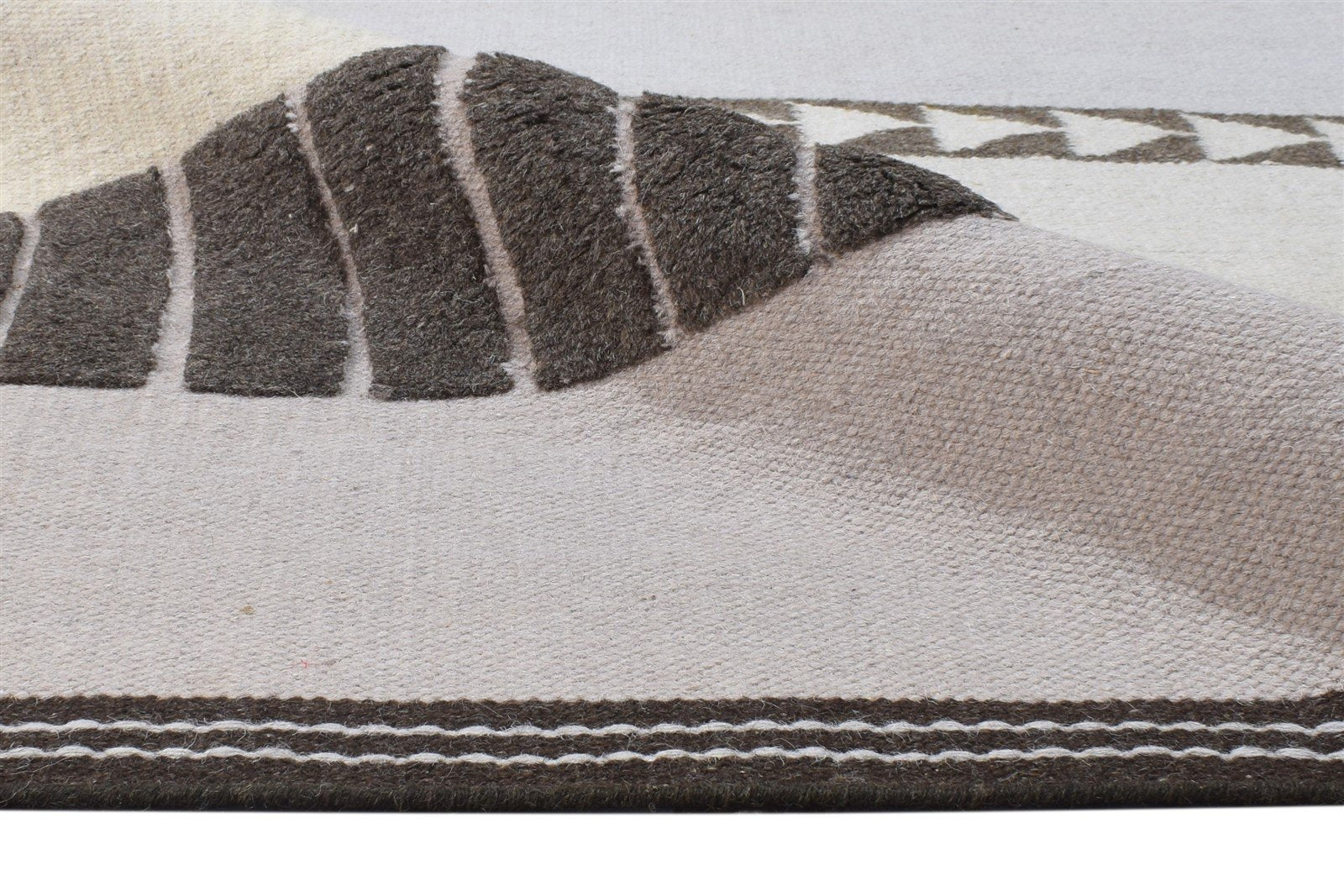 Cybill Dhurrie Grey Wool Rug 5' X 7' Southwestern American Tribal   7865078153365