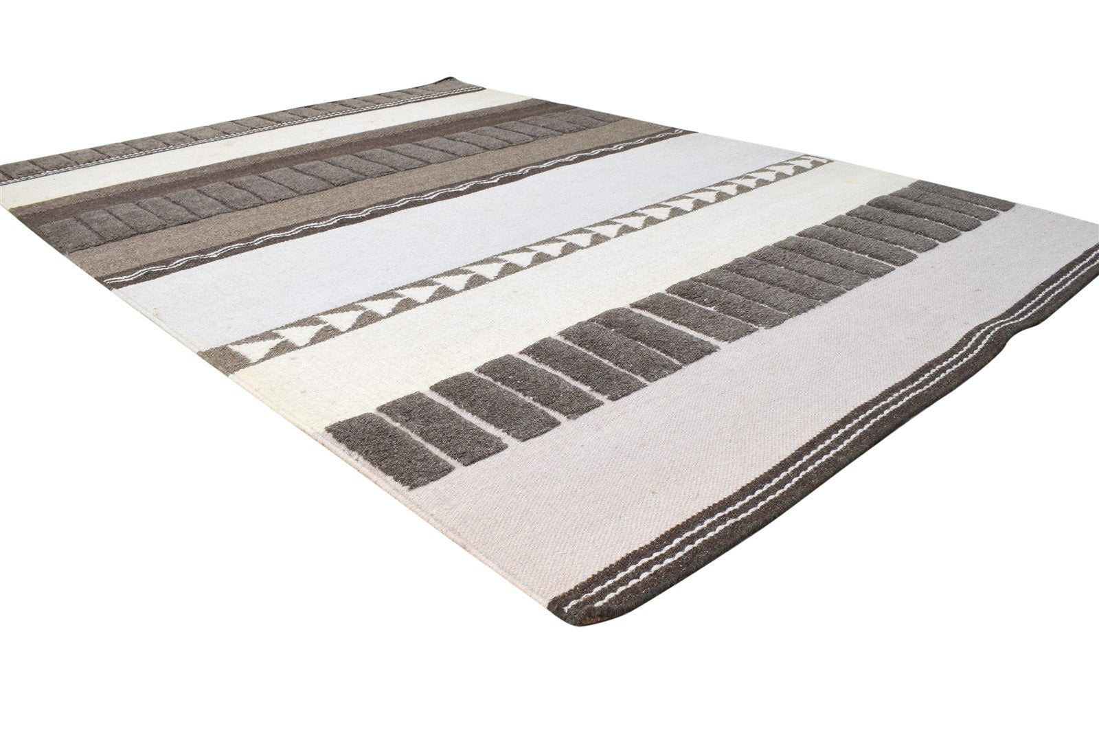 Cybill Dhurrie Grey Wool Rug 5' X 7' Southwestern American Tribal   7865078153365