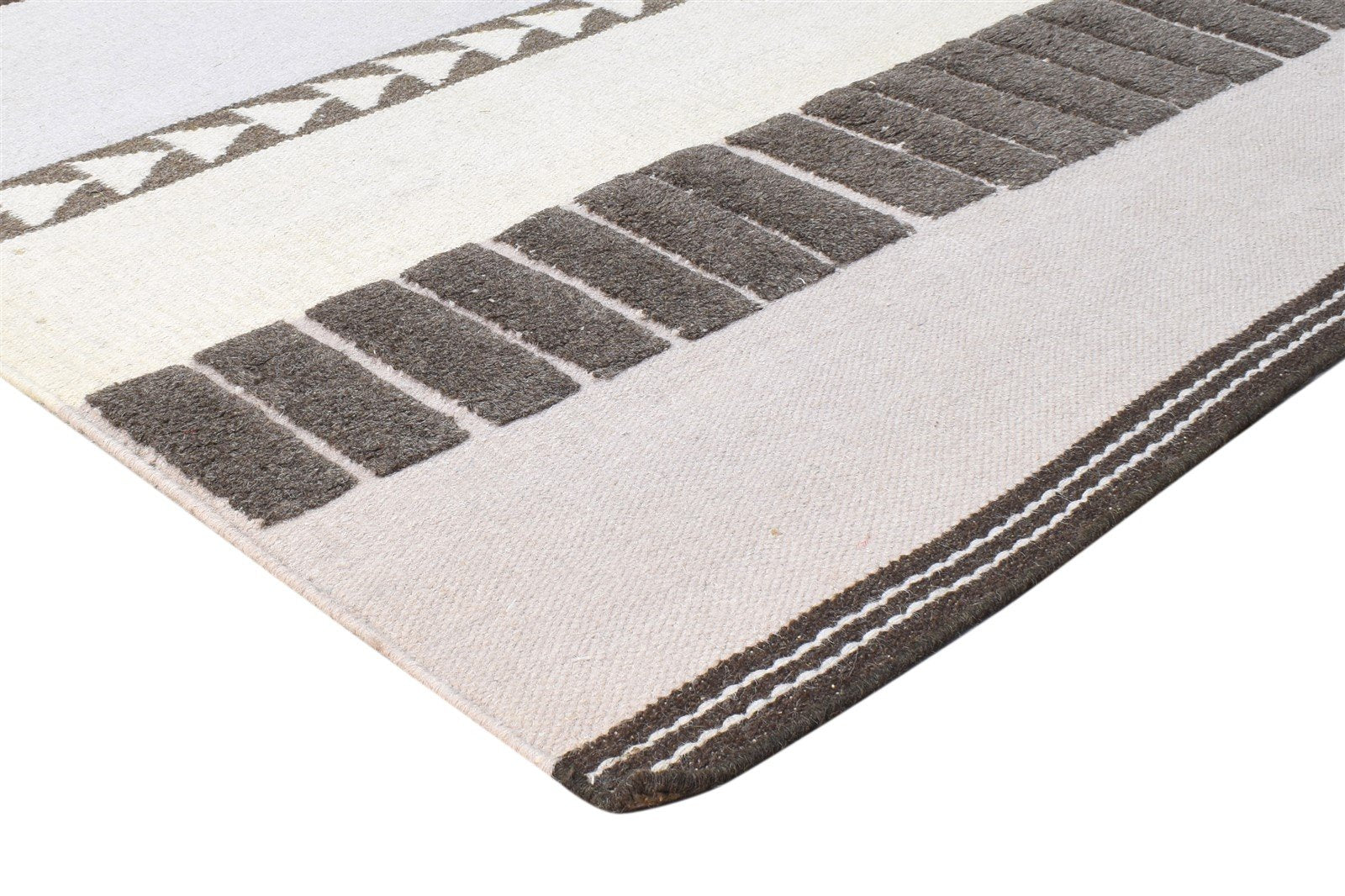 Cybill Dhurrie Grey Wool Rug 5' X 7' Southwestern American Tribal   7865078153365