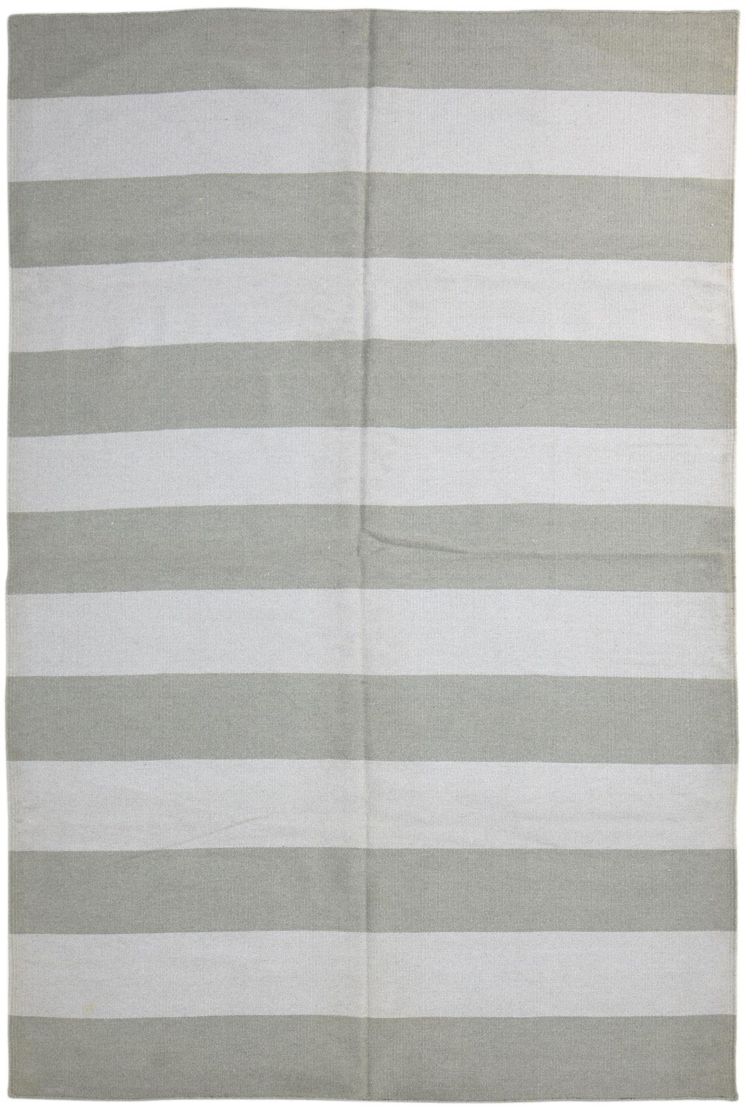 Dhurrie Grey Wool Rug 6' X 9' Modern Scandinavian Striped Room Size Carpet   7865162989717